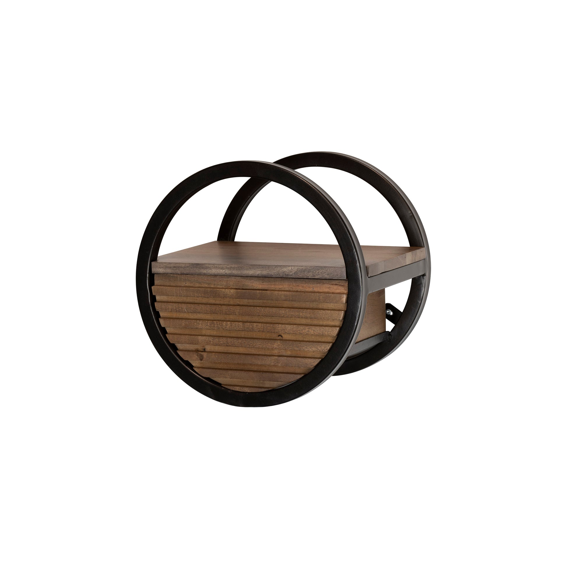 Wandschap Circular 1 lade Ø30cm / Massief acacia bruin – afbeelding 6