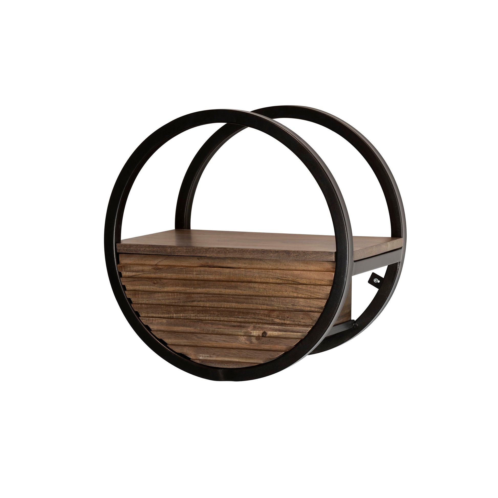Wandschap Circular 1 lade Ø40cm / Massief acacia bruin – afbeelding 6