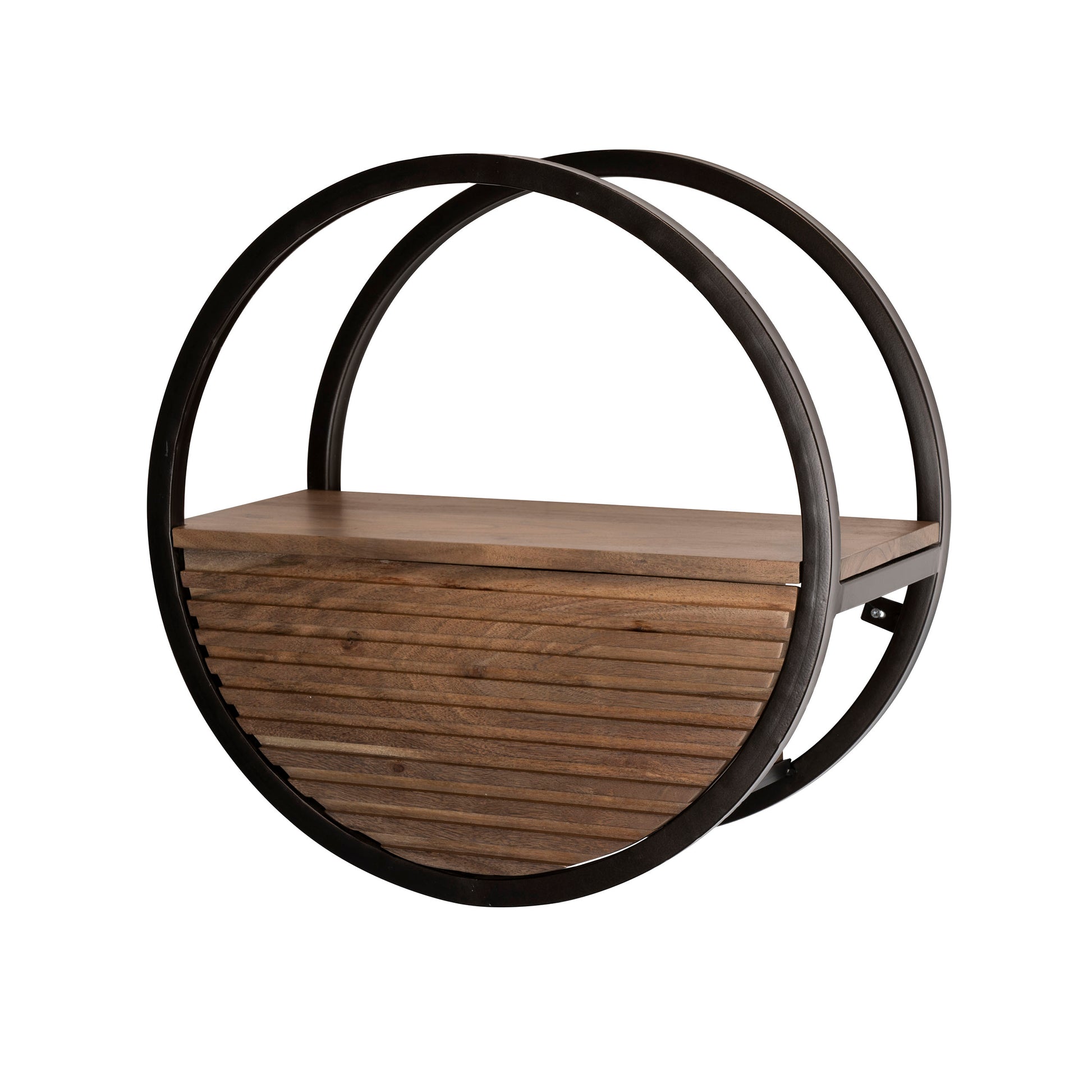 Wandschap Circular 1 lade Ø50cm / Massief acacia bruin – afbeelding 7