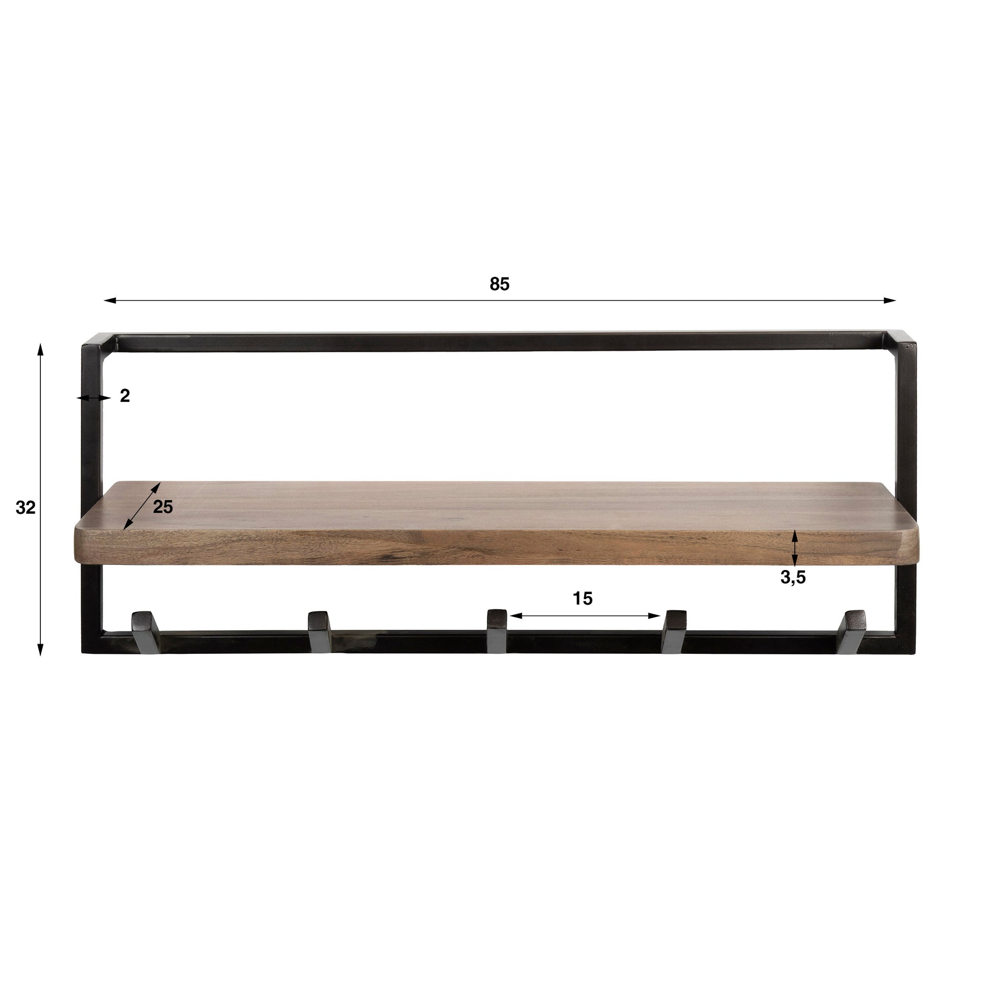 Kapstok Air Pure 6 haken / Massief acacia bruin – afbeelding 5