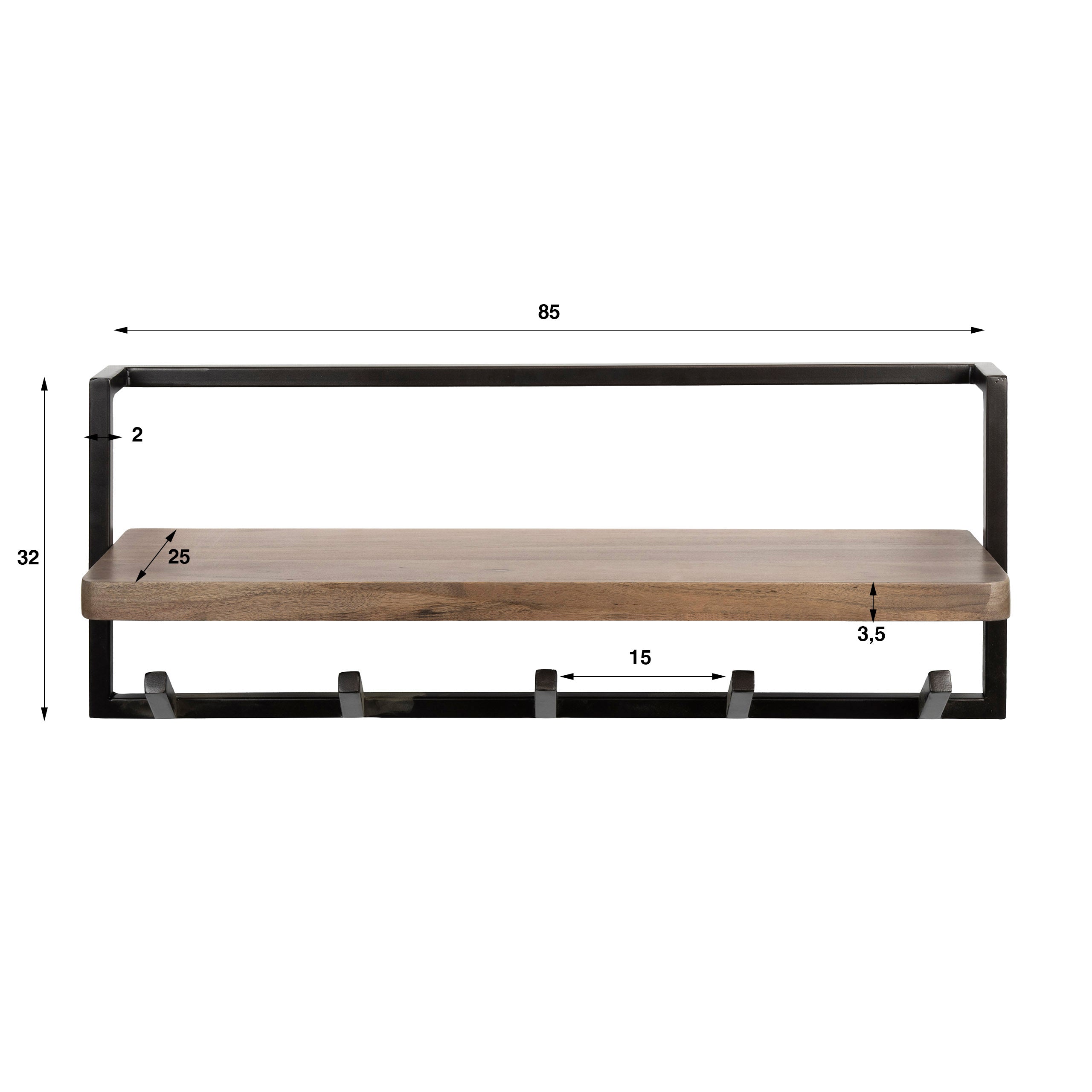 Kapstok Air Pure 6 haken / Massief acacia bruin – afbeelding 5