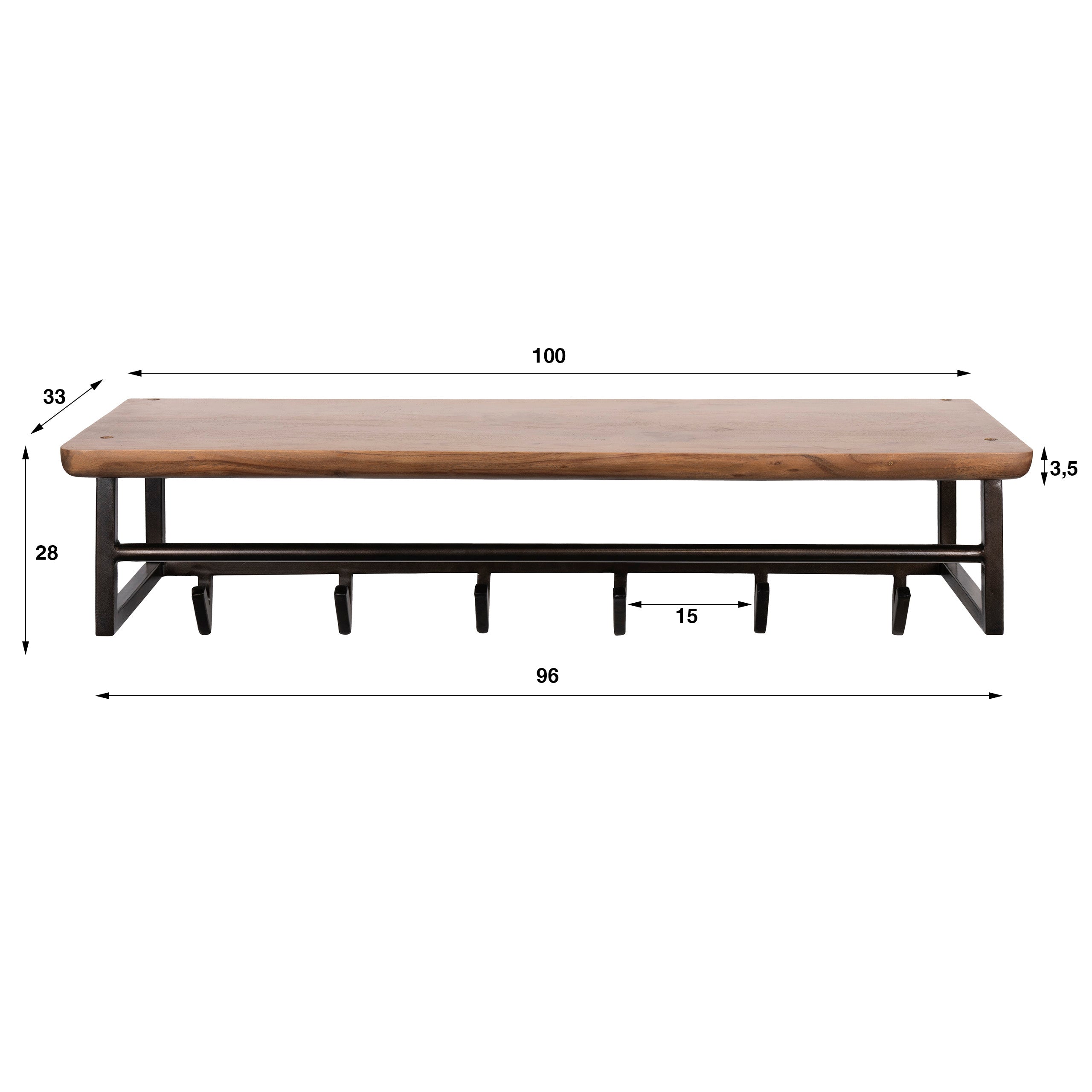 Kapstok Edge Curve 6 haken / Massief acacia bruin – afbeelding 5