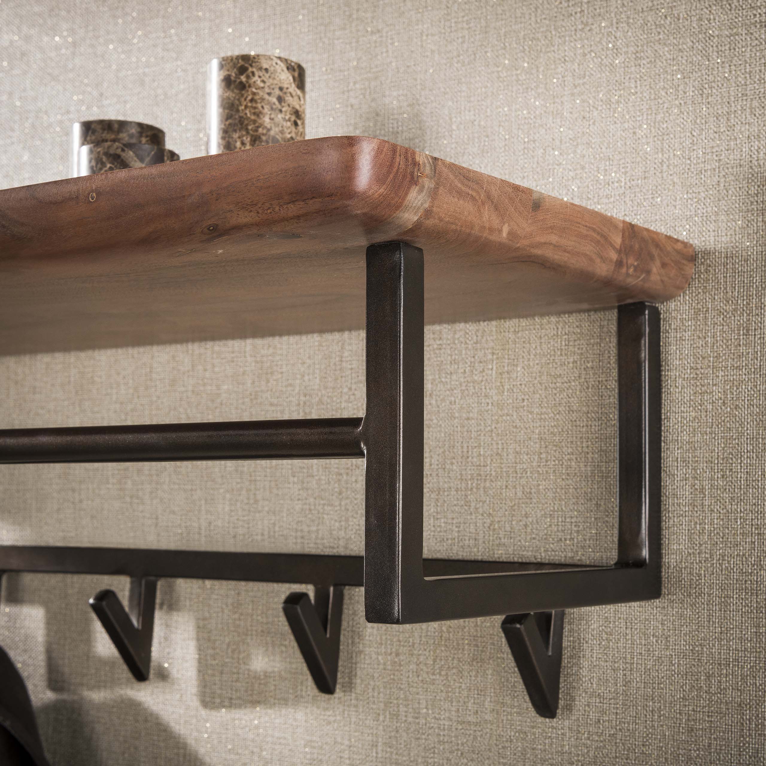 Kapstok Edge Curve 6 haken / Massief acacia bruin – afbeelding 3
