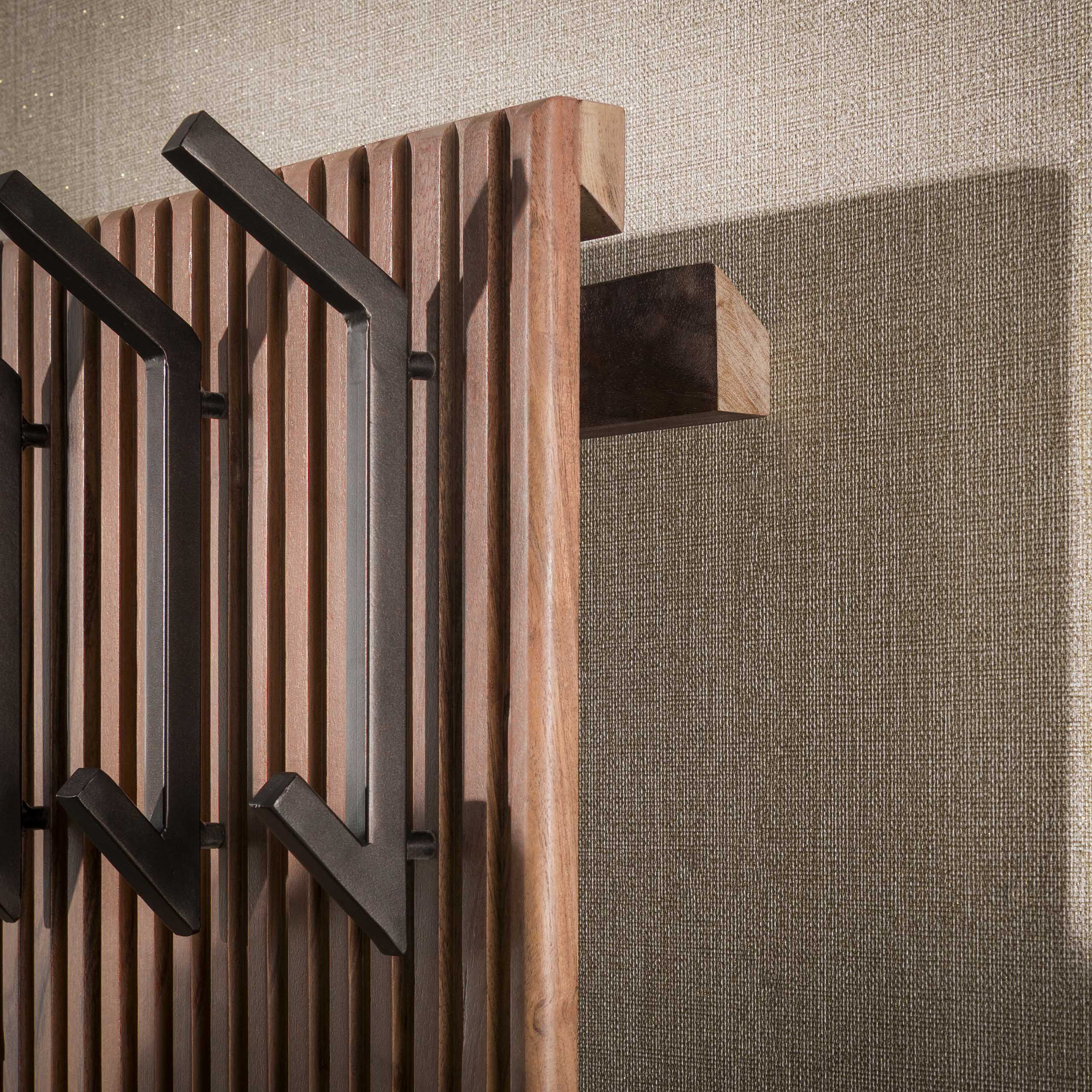 Kapstok Panel hoog 10 haken / Massief acacia bruin – afbeelding 3