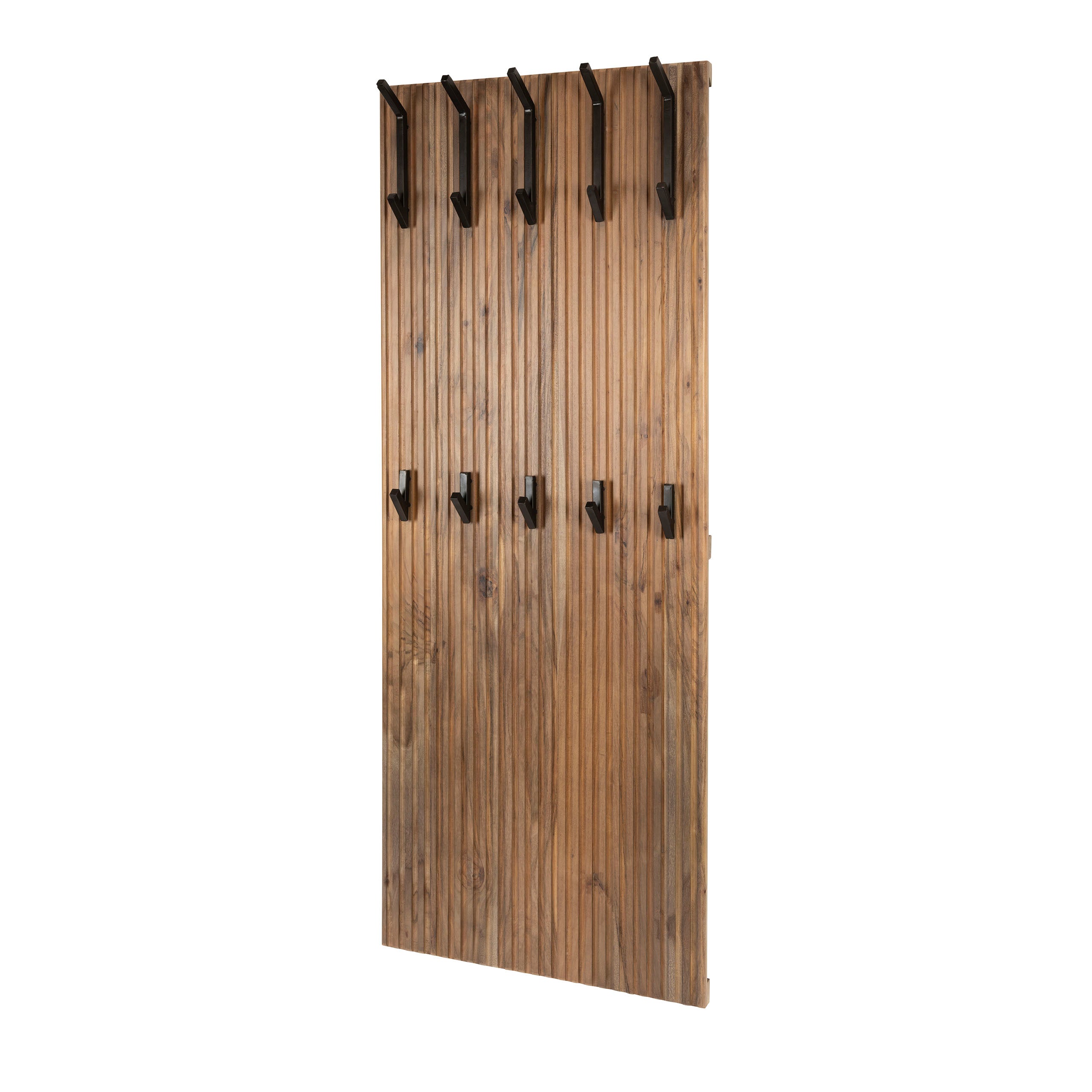 Kapstok Panel hoog 10 haken / Massief acacia bruin – afbeelding 4