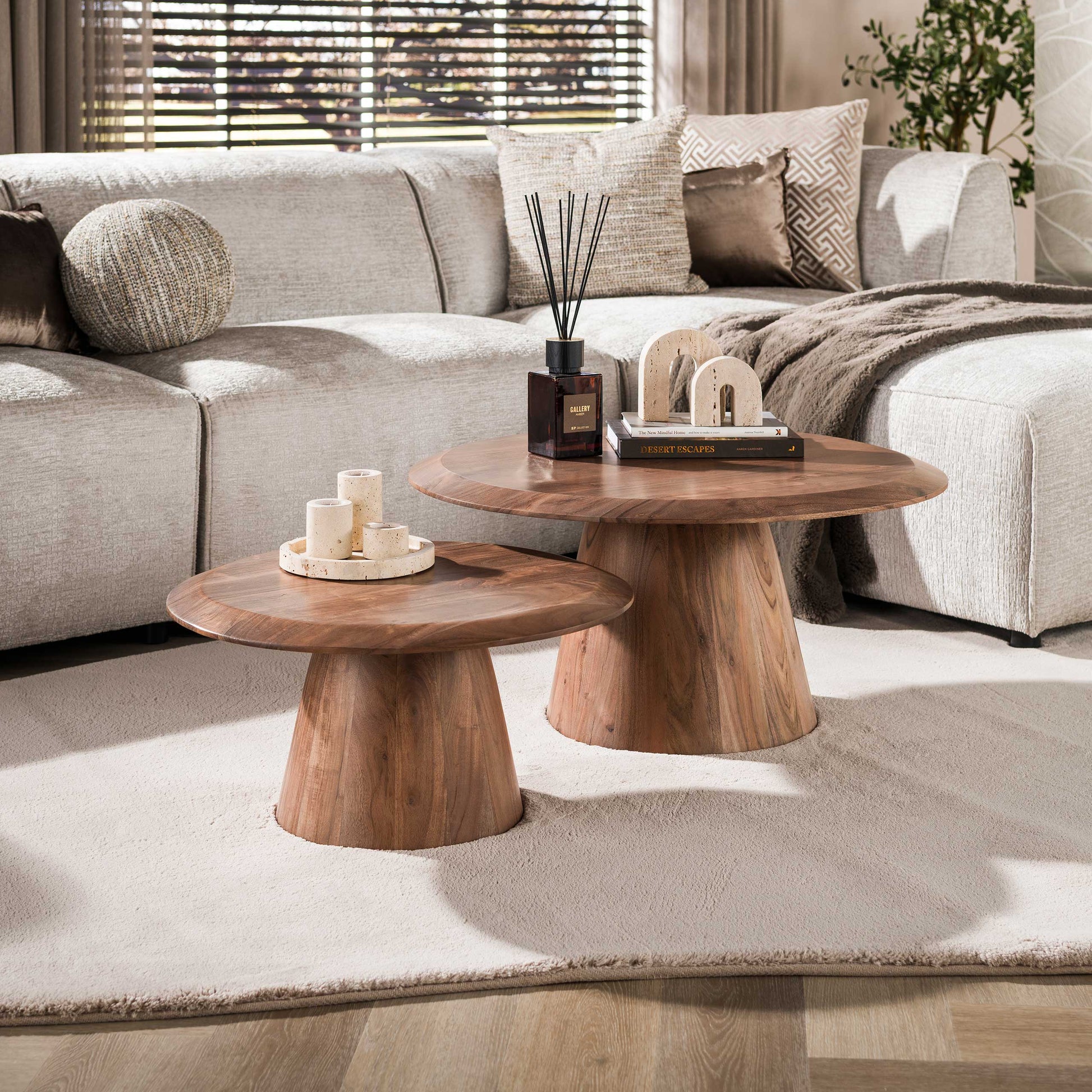 Salontafel Rona set van 2 / Massief acacia bruin – afbeelding 1