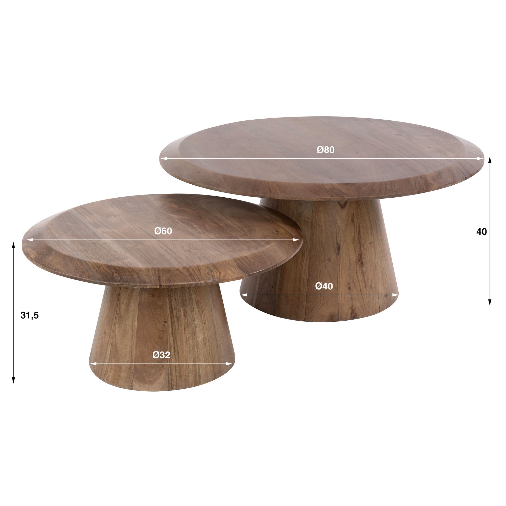 Salontafel Rona set van 2 / Massief acacia bruin – afbeelding 5