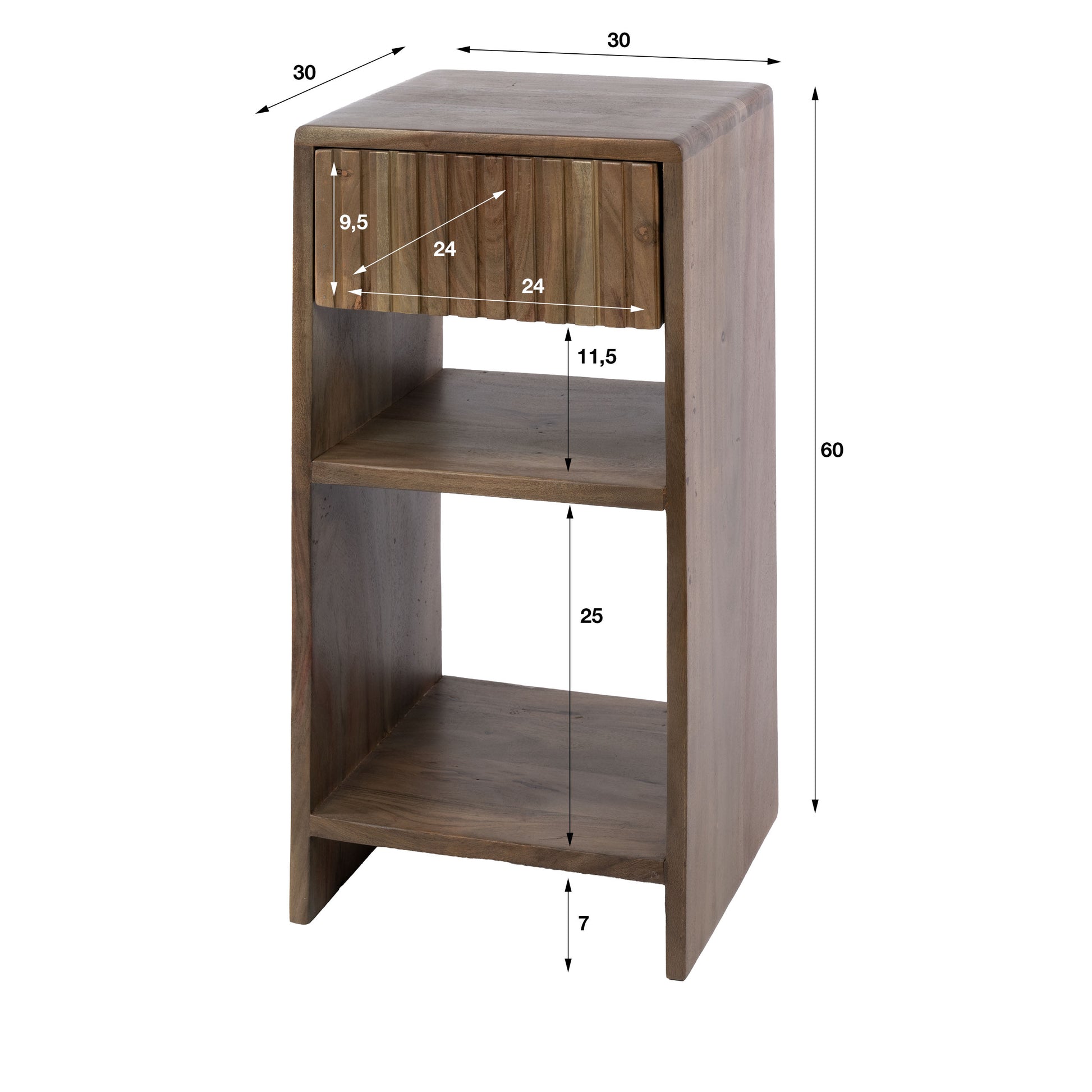 Nachtkastje Vipp 1 lade / Massief acacia bruin – afbeelding 6