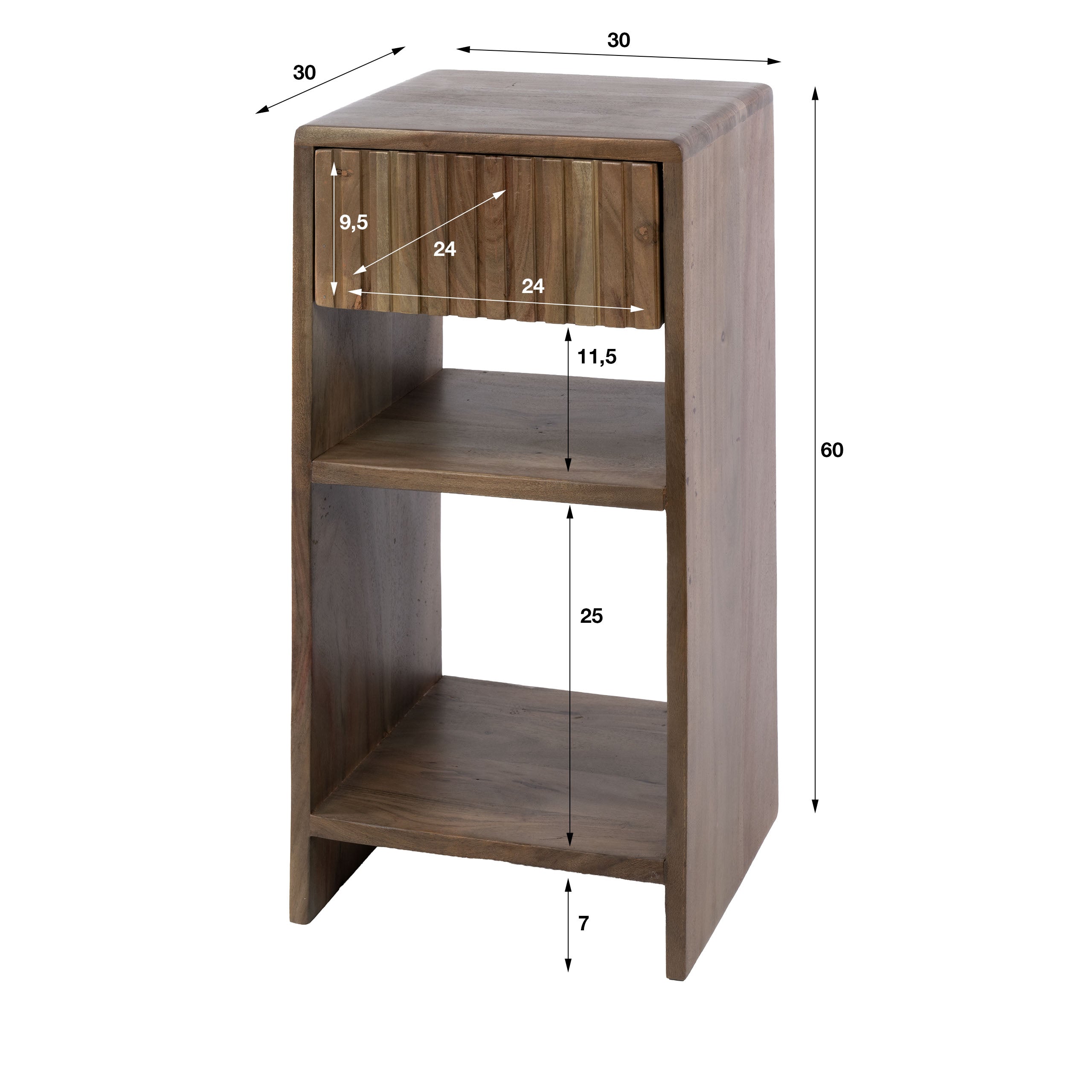 Nachtkastje Vipp 1 lade / Massief acacia bruin – afbeelding 6