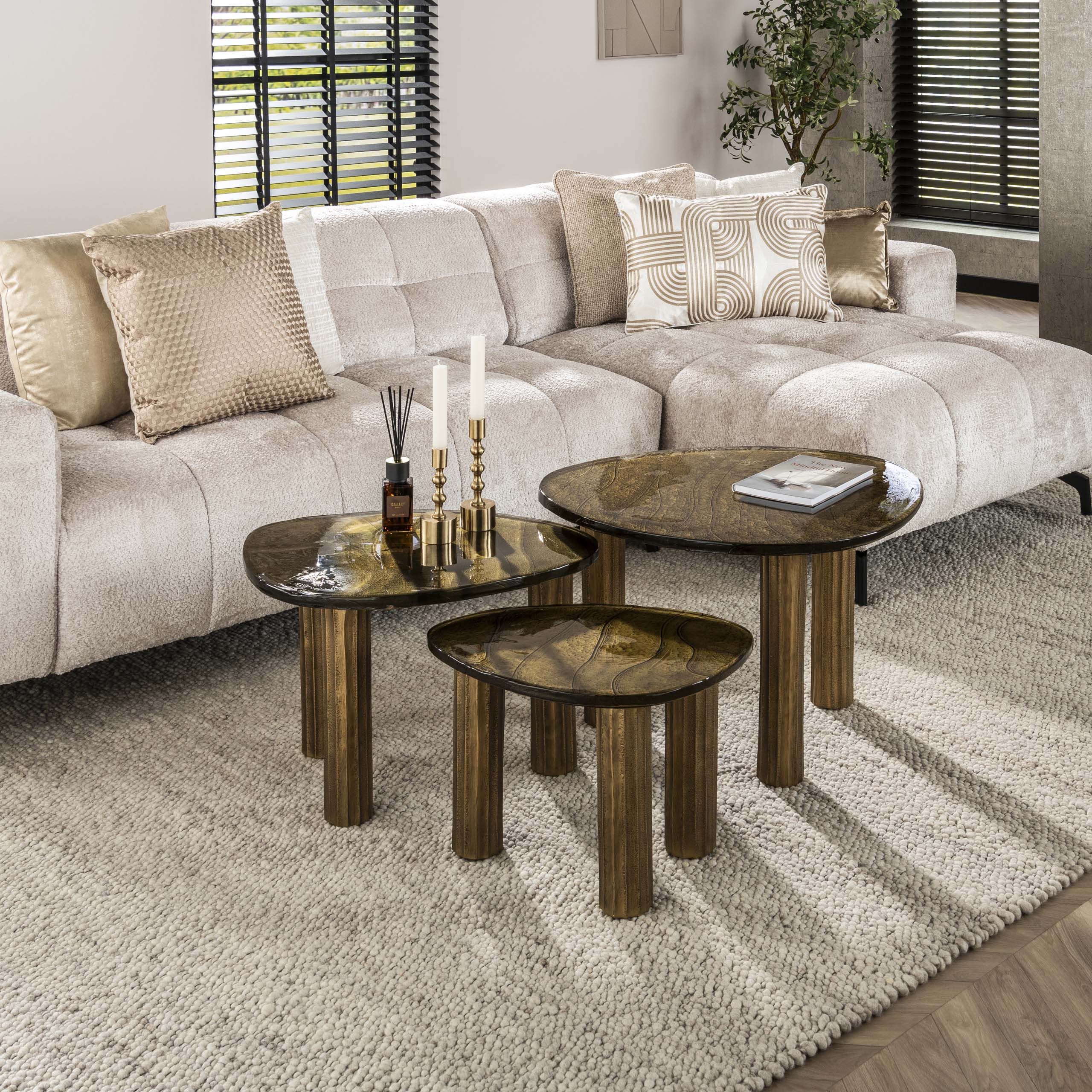 Salontafel Eclipse L / Antiek goud – afbeelding 1