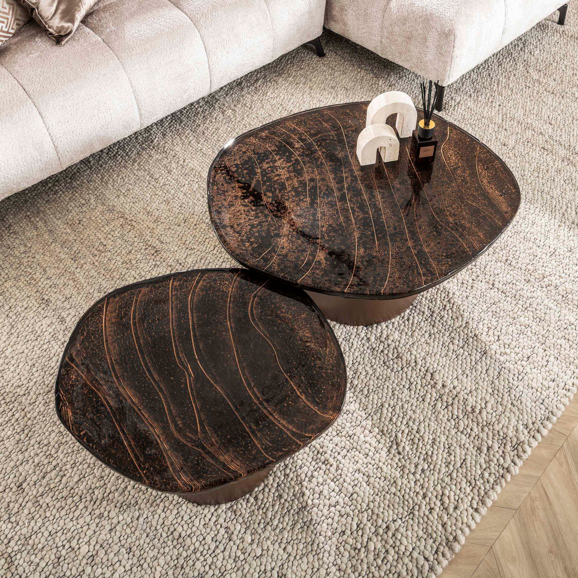 Salontafel Eclipse set van 2 / Antiek koper – afbeelding 2