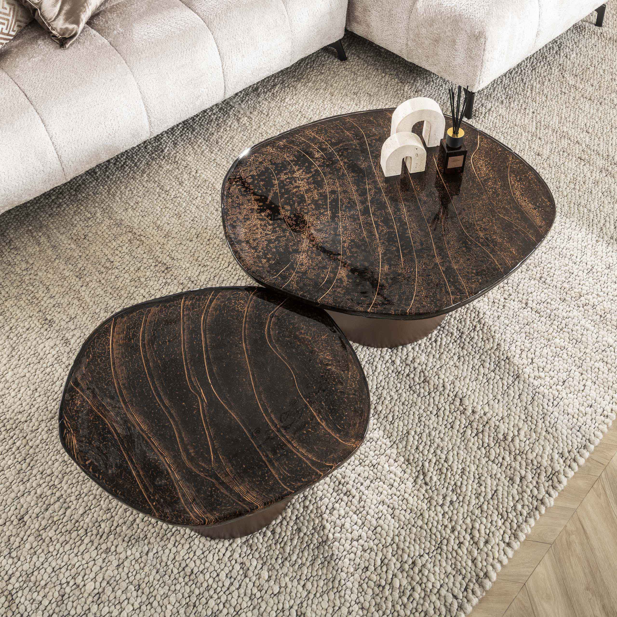 Salontafel Eclipse set van 2 / Antiek koper – afbeelding 2