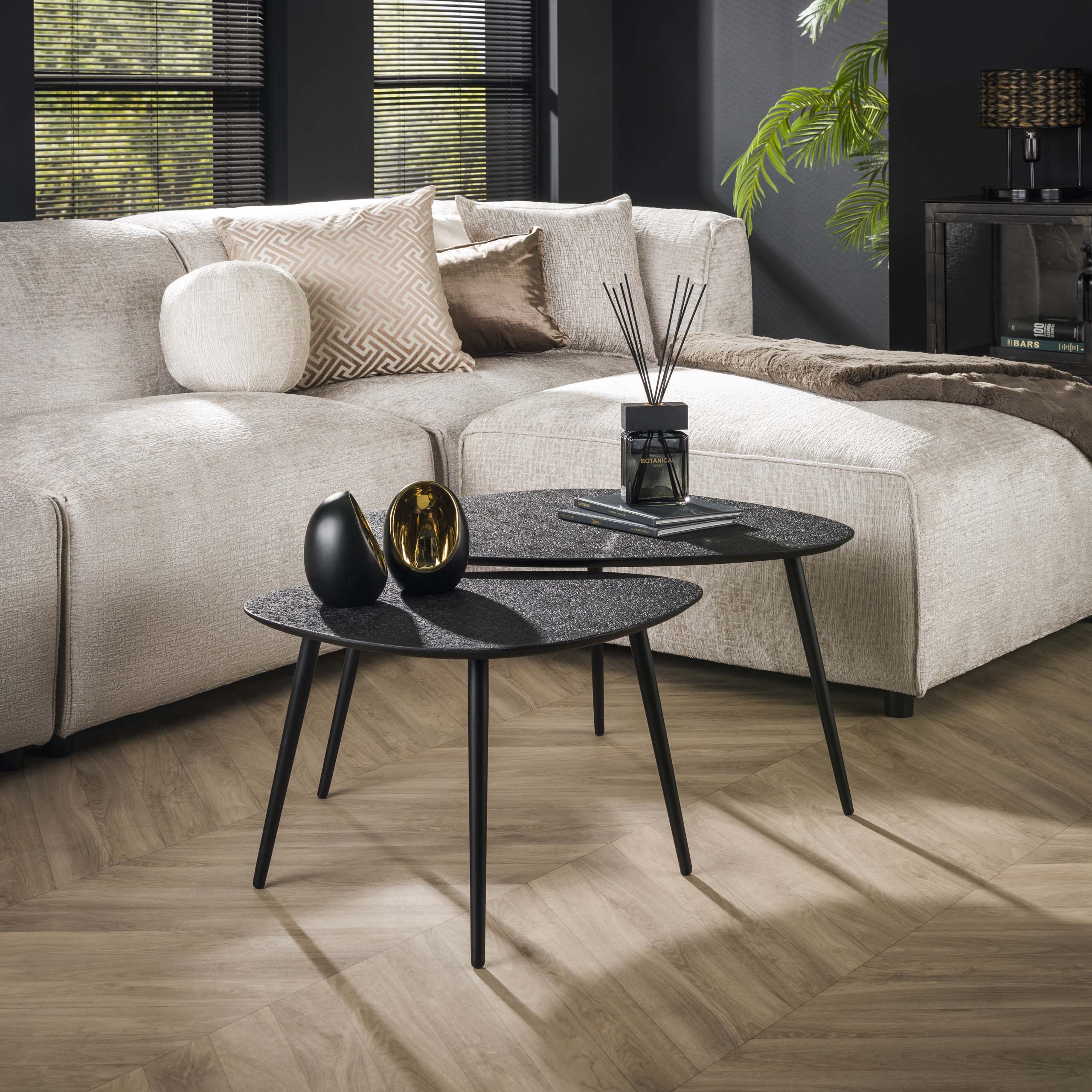 Salontafel Metallic organisch set van 2 / Grijs – afbeelding 1