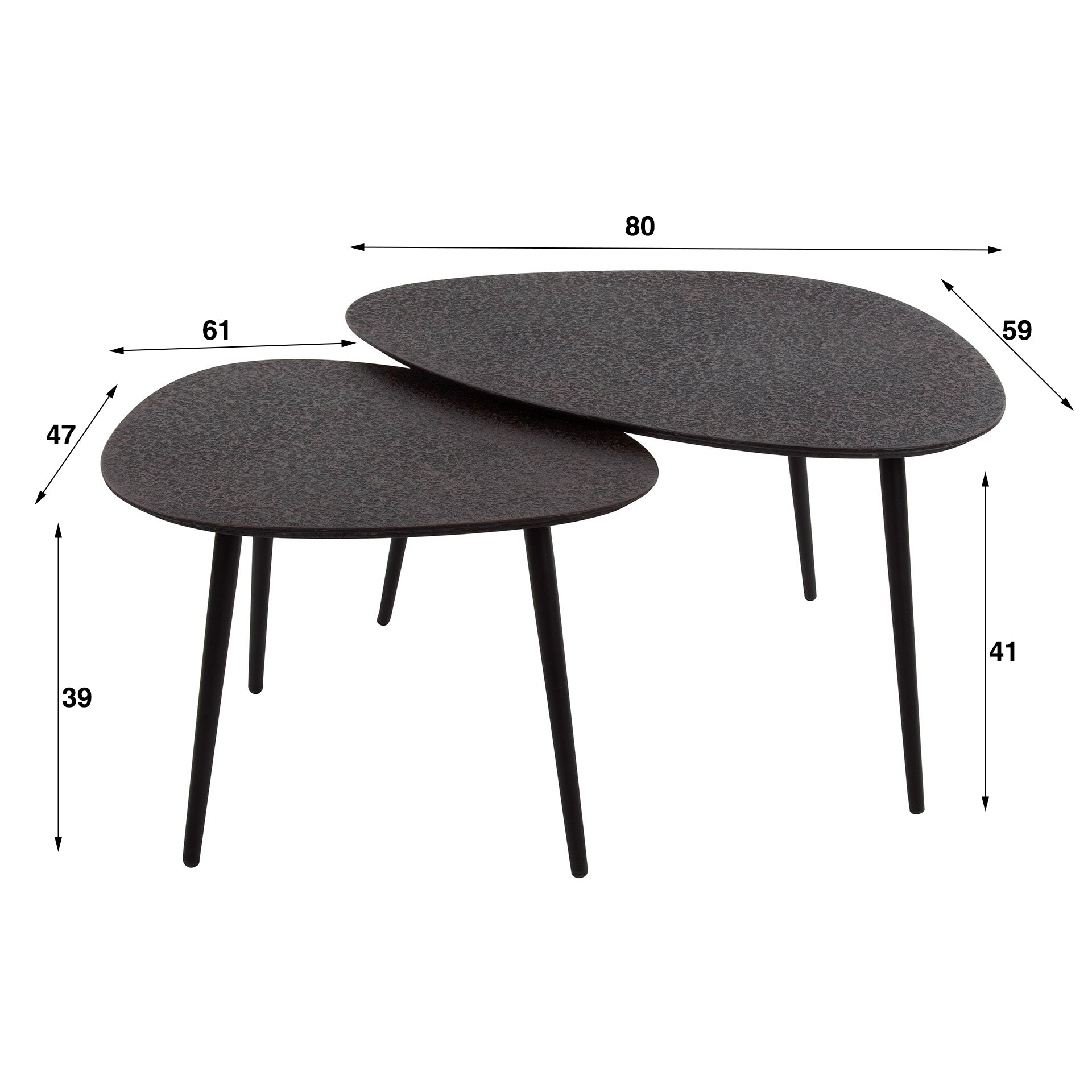 Salontafel Metallic organisch set van 2 / Grijs – afbeelding 5