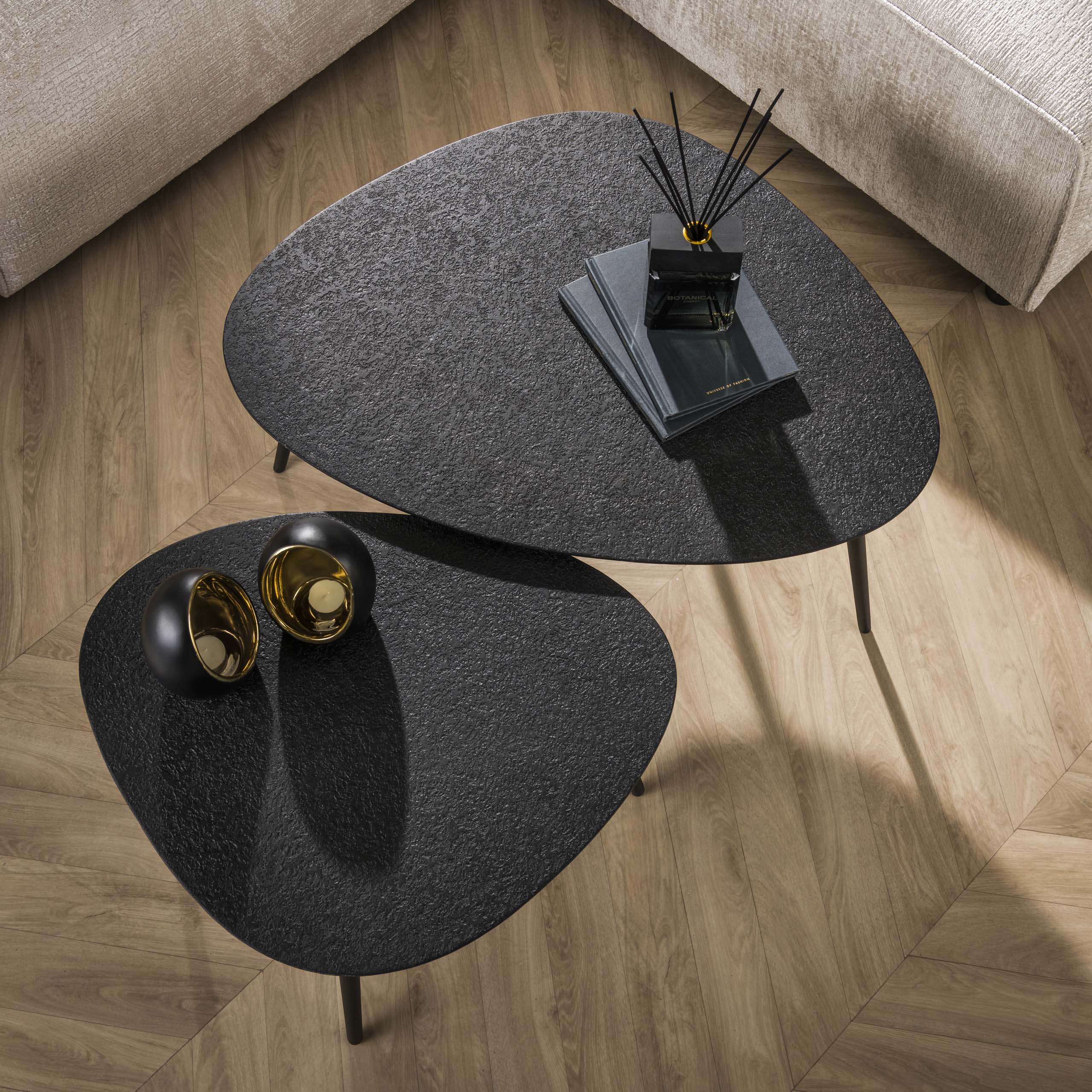 Salontafel Metallic organisch set van 2 / Grijs – afbeelding 2
