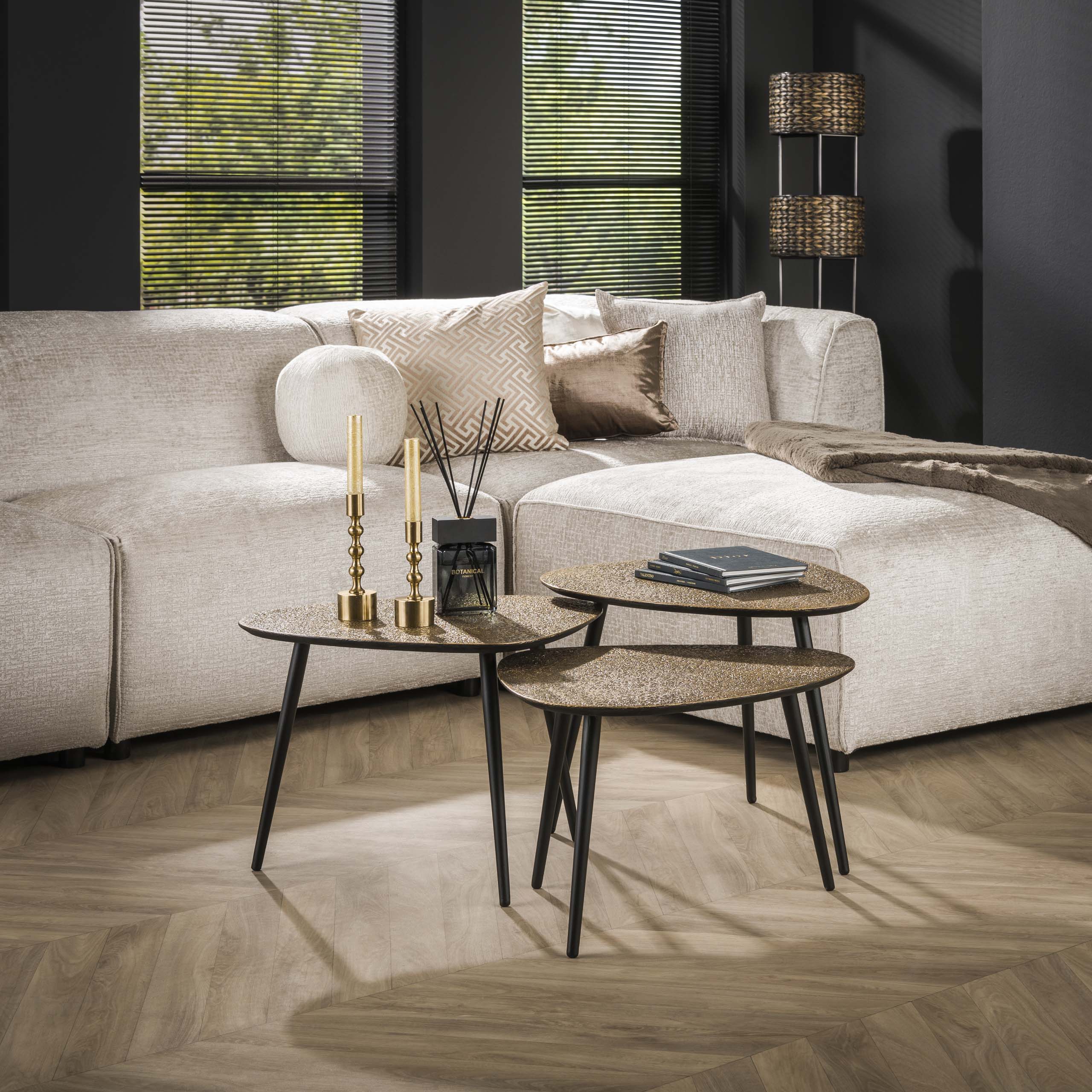 Salontafel Metallic driehoekig set van 3 / Antiek brons – afbeelding 1
