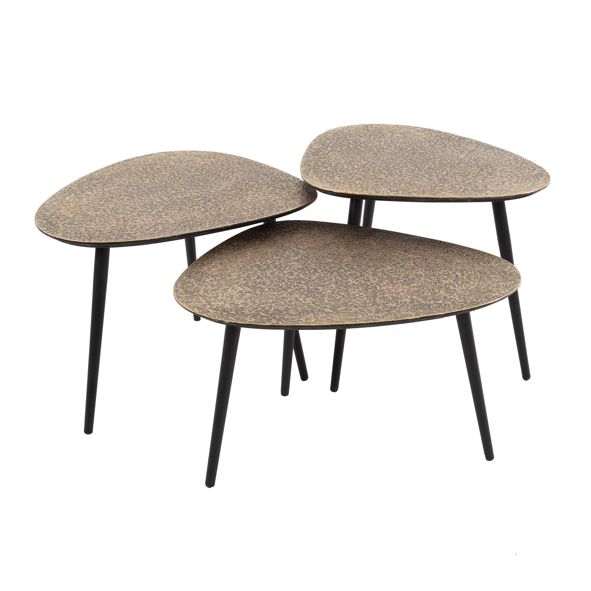 Salontafel Metallic driehoekig set van 3 / Antiek brons – afbeelding 3