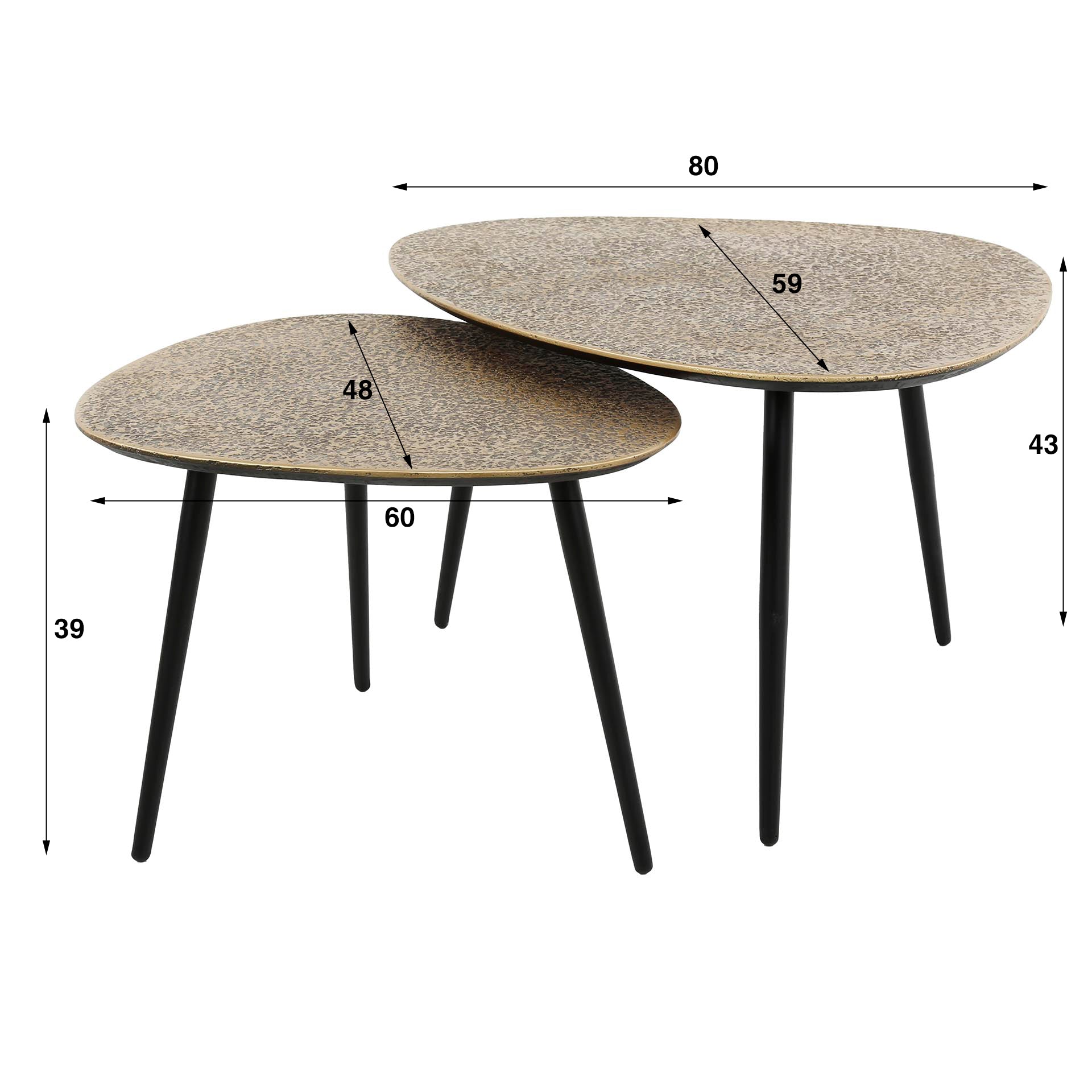 Salontafel Metallic driehoekig set van 2 / Antiek brons – afbeelding 4