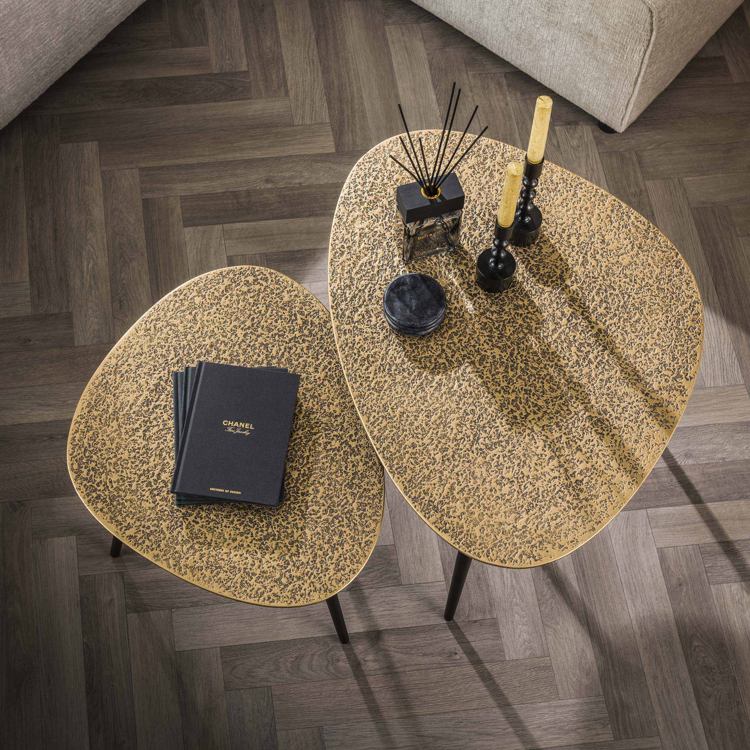 Salontafel Metallic driehoekig set van 2 / Antiek brons – afbeelding 2