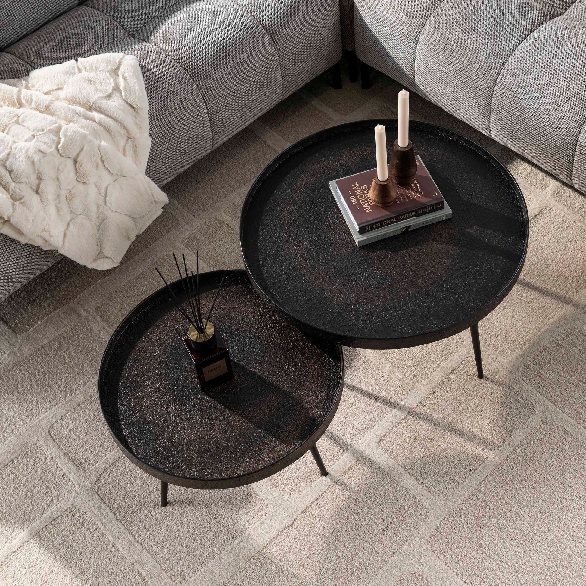 Salontafel Metallic rond set van 2 / Grijs – afbeelding 3