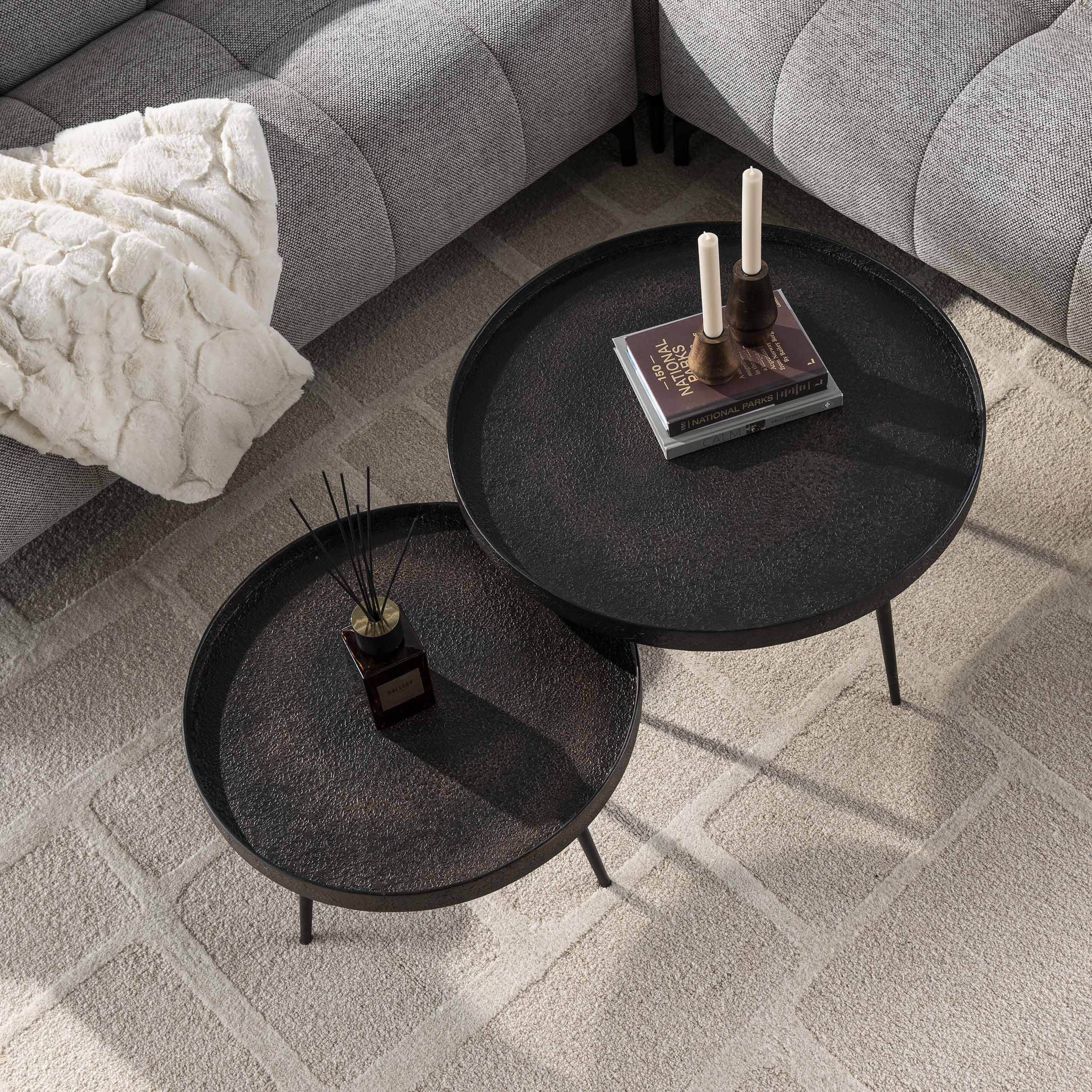 Salontafel Metallic rond set van 2 / Grijs – afbeelding 3