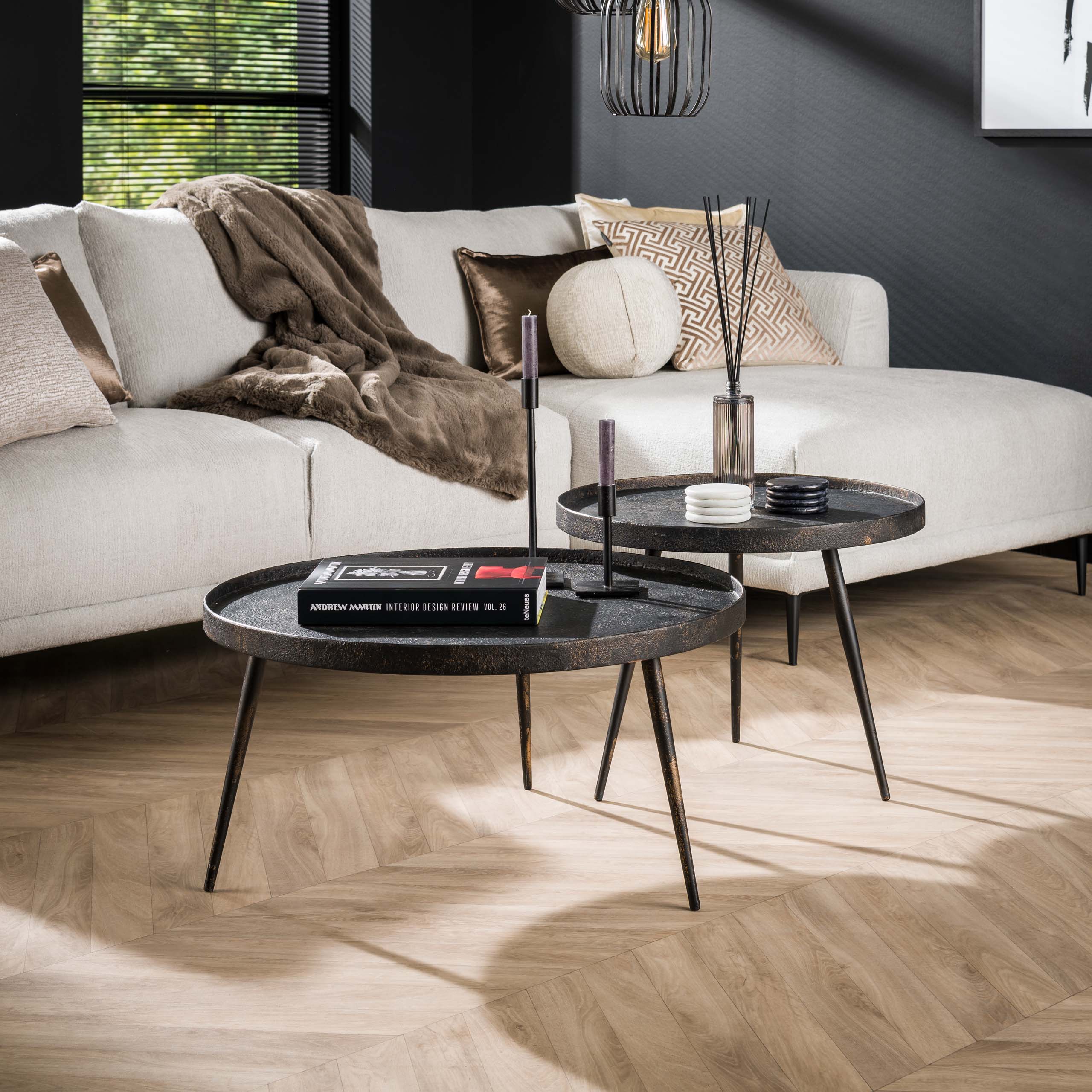 Salontafel Metallic rond set van 2 / Grijs – afbeelding 4