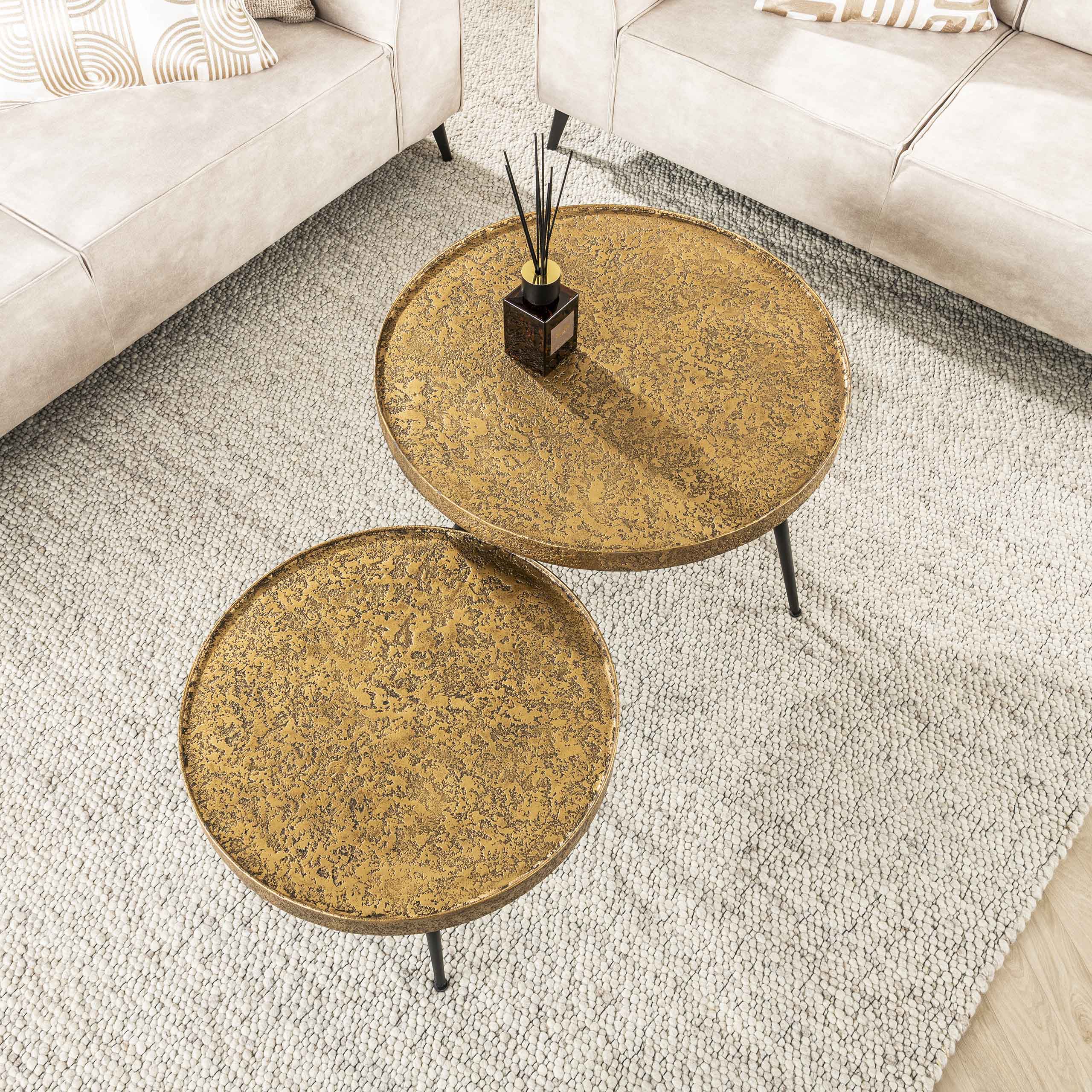 Salontafel Metallic rond set van 2 / Antiek brons – afbeelding 2