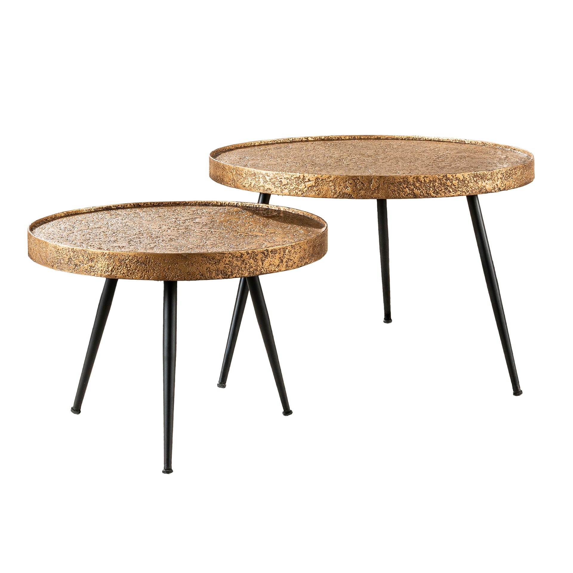 Salontafel Metallic rond set van 2 / Antiek brons – afbeelding 6