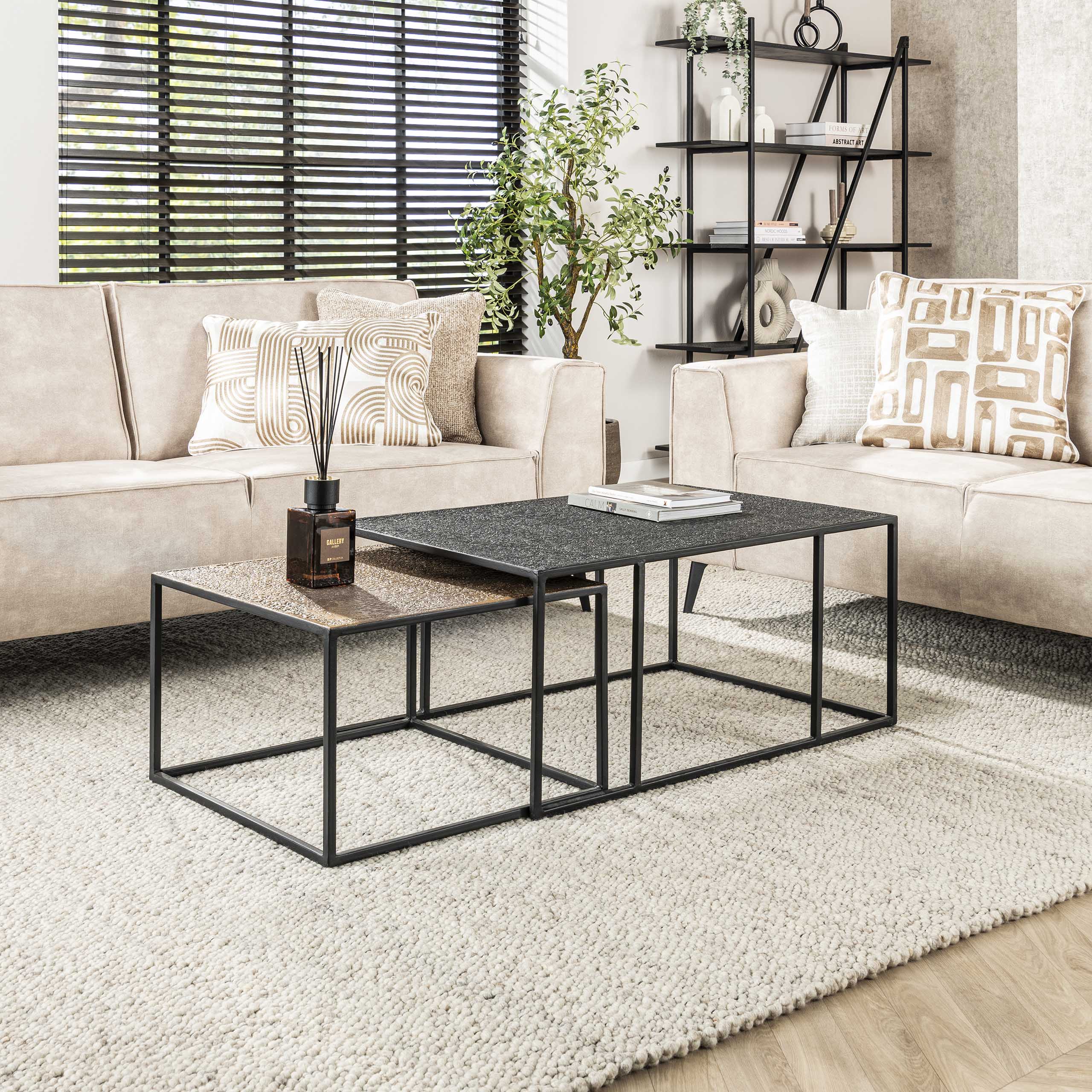 Salontafel Metallic rechthoekig set van 2 / Grijs – afbeelding 1