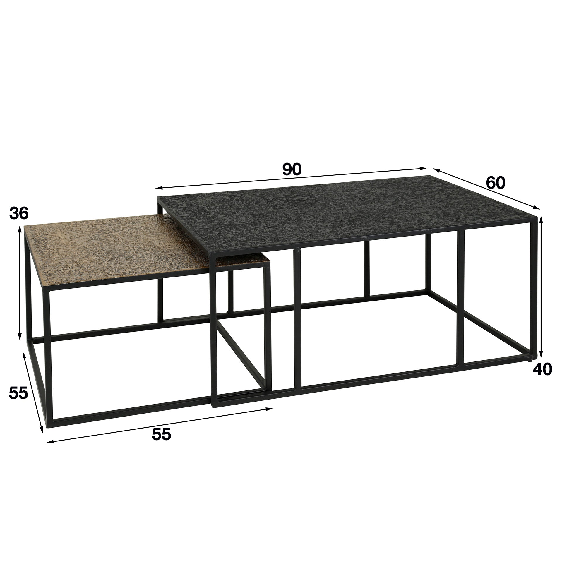 Salontafel Metallic rechthoekig set van 2 / Grijs – afbeelding 7
