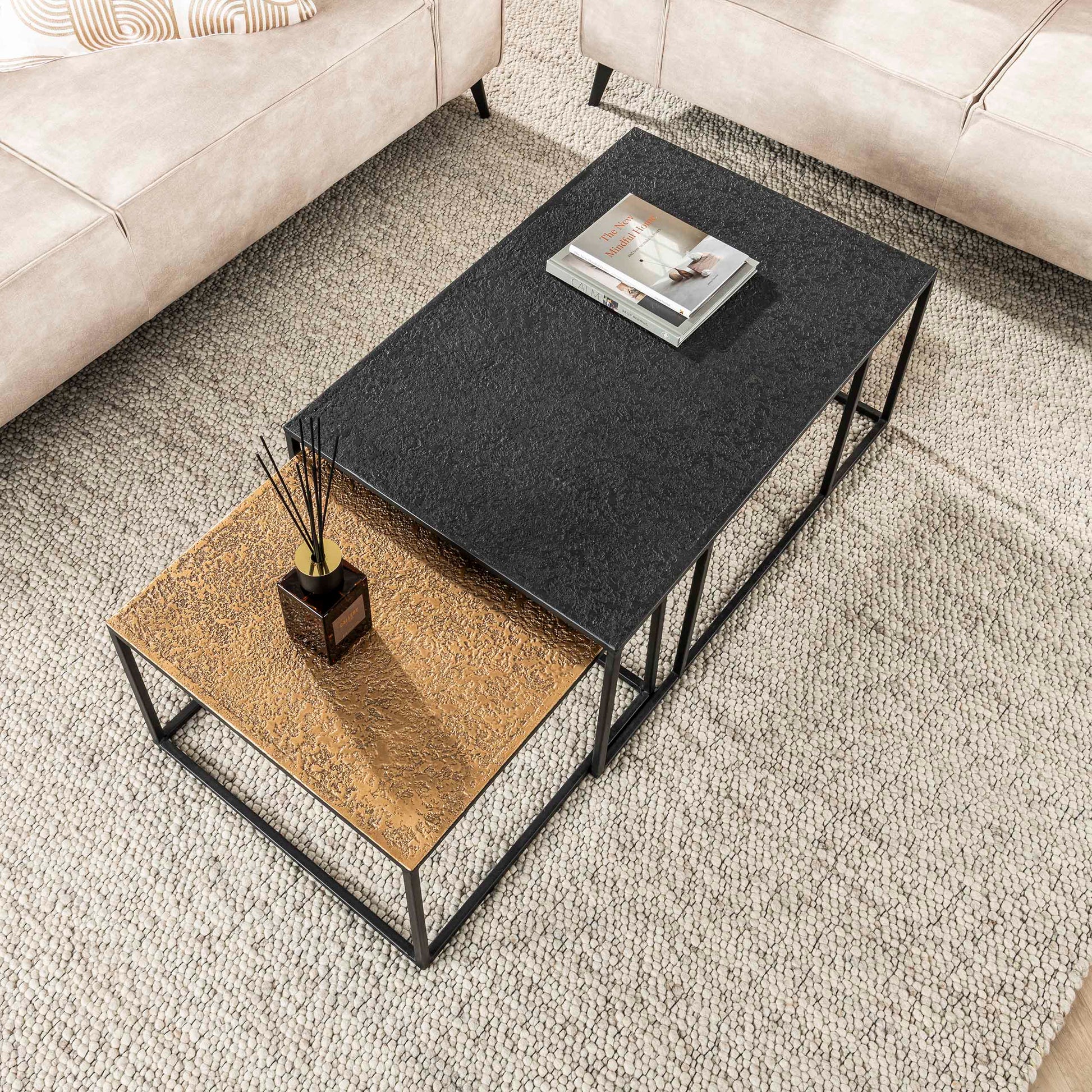 Salontafel Metallic rechthoekig set van 2 / Grijs – afbeelding 2