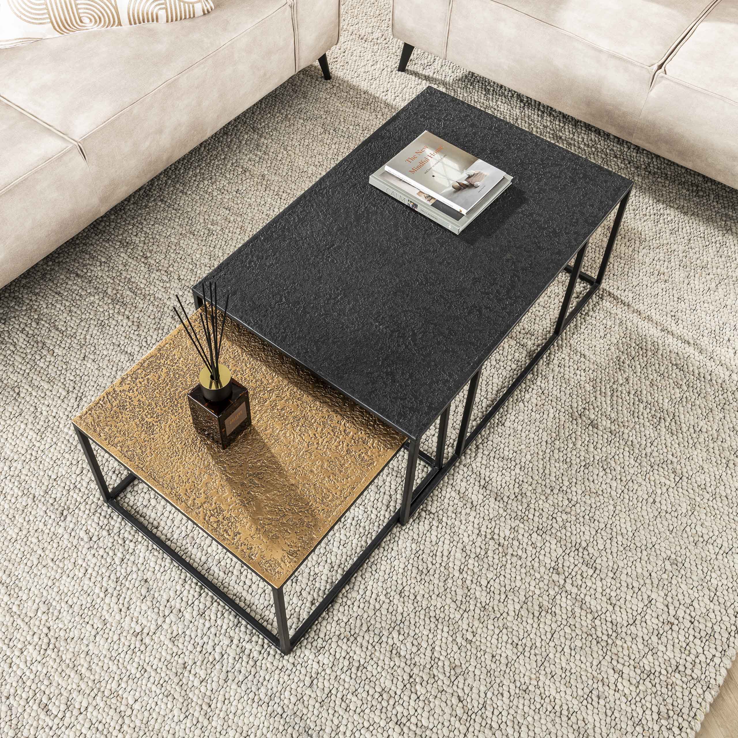 Salontafel Metallic rechthoekig set van 2 / Grijs – afbeelding 2