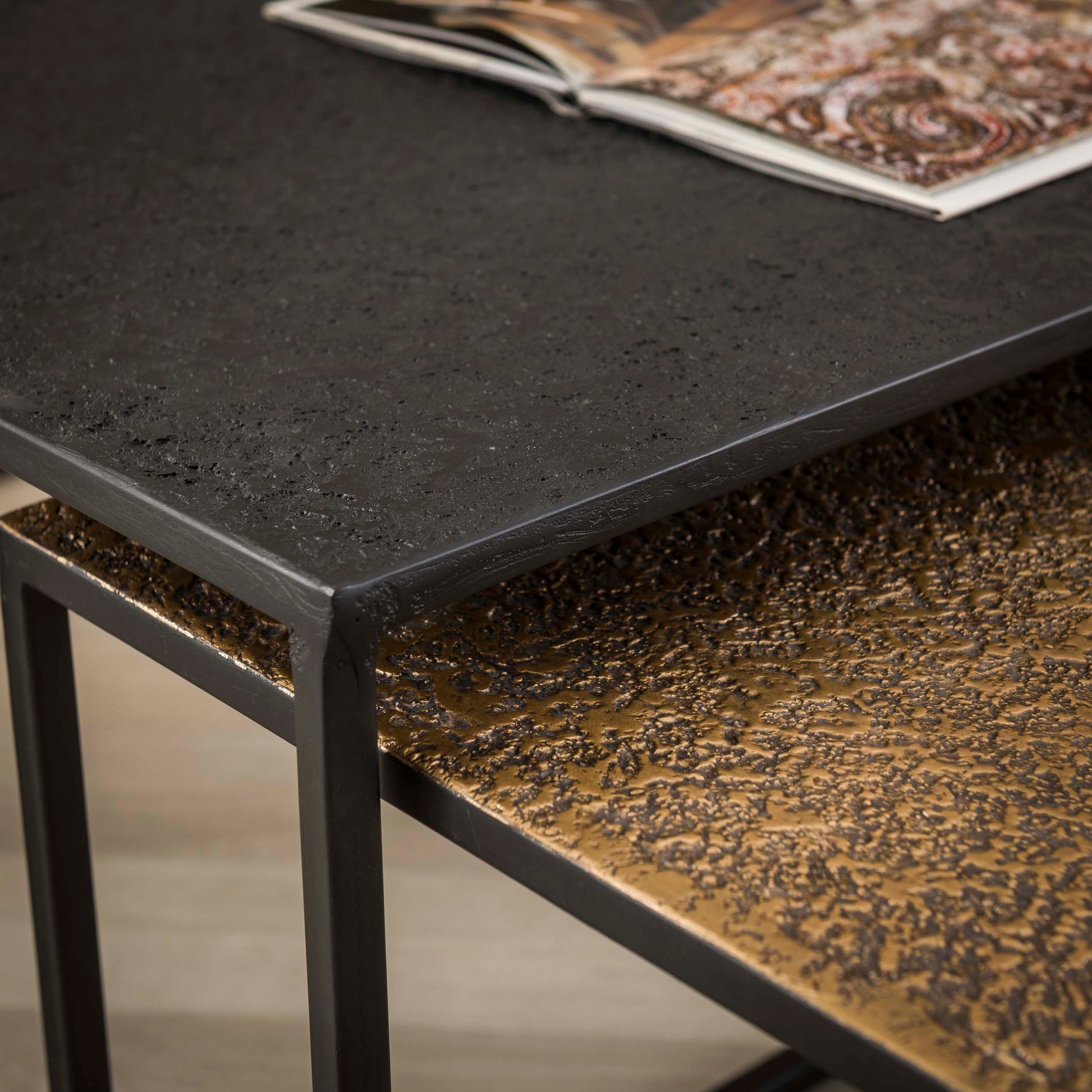 Salontafel Metallic rechthoekig set van 2 / Grijs – afbeelding 3