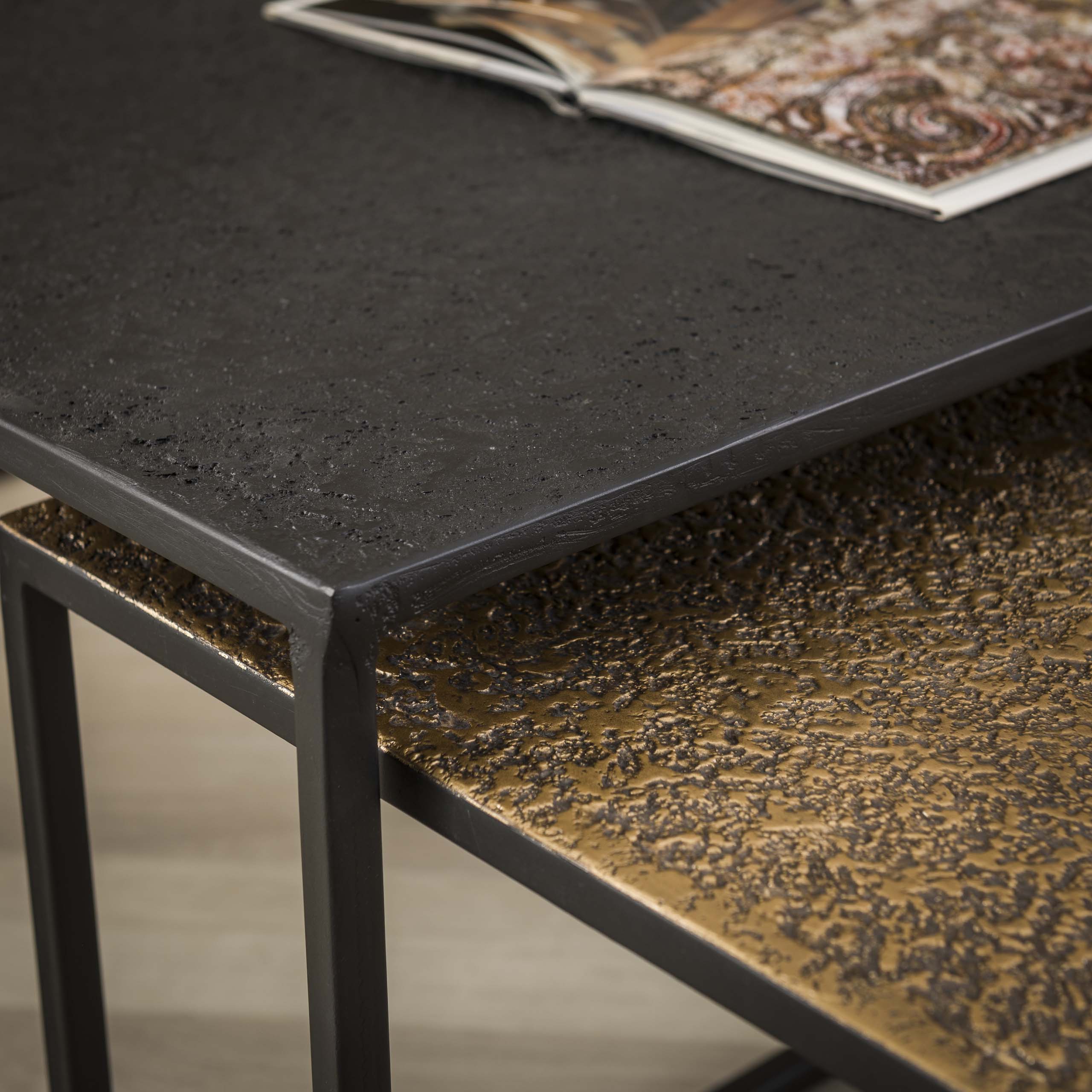 Salontafel Metallic rechthoekig set van 2 / Grijs – afbeelding 3