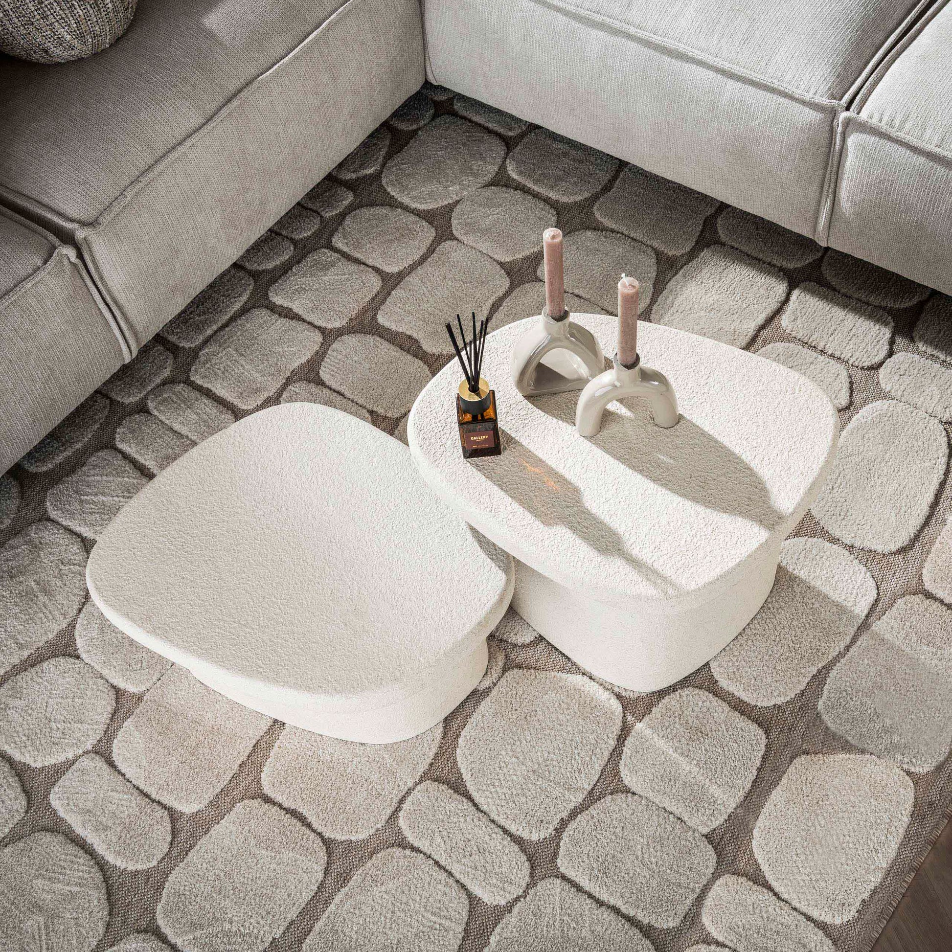 Salontafel Stone organisch set van 2 / Marmer composiet – afbeelding 2