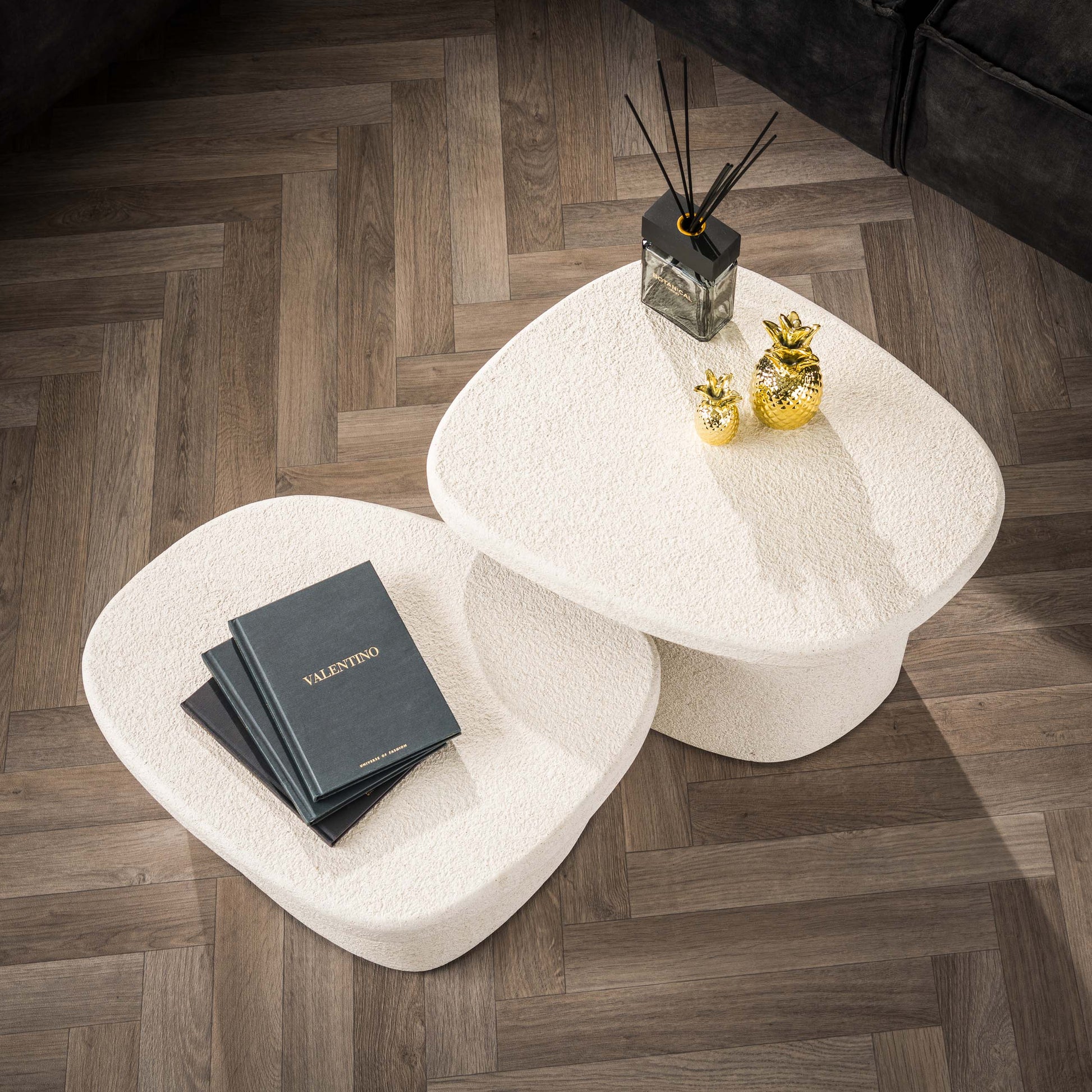 Salontafel Stone organisch set van 2 / Marmer composiet – afbeelding 4