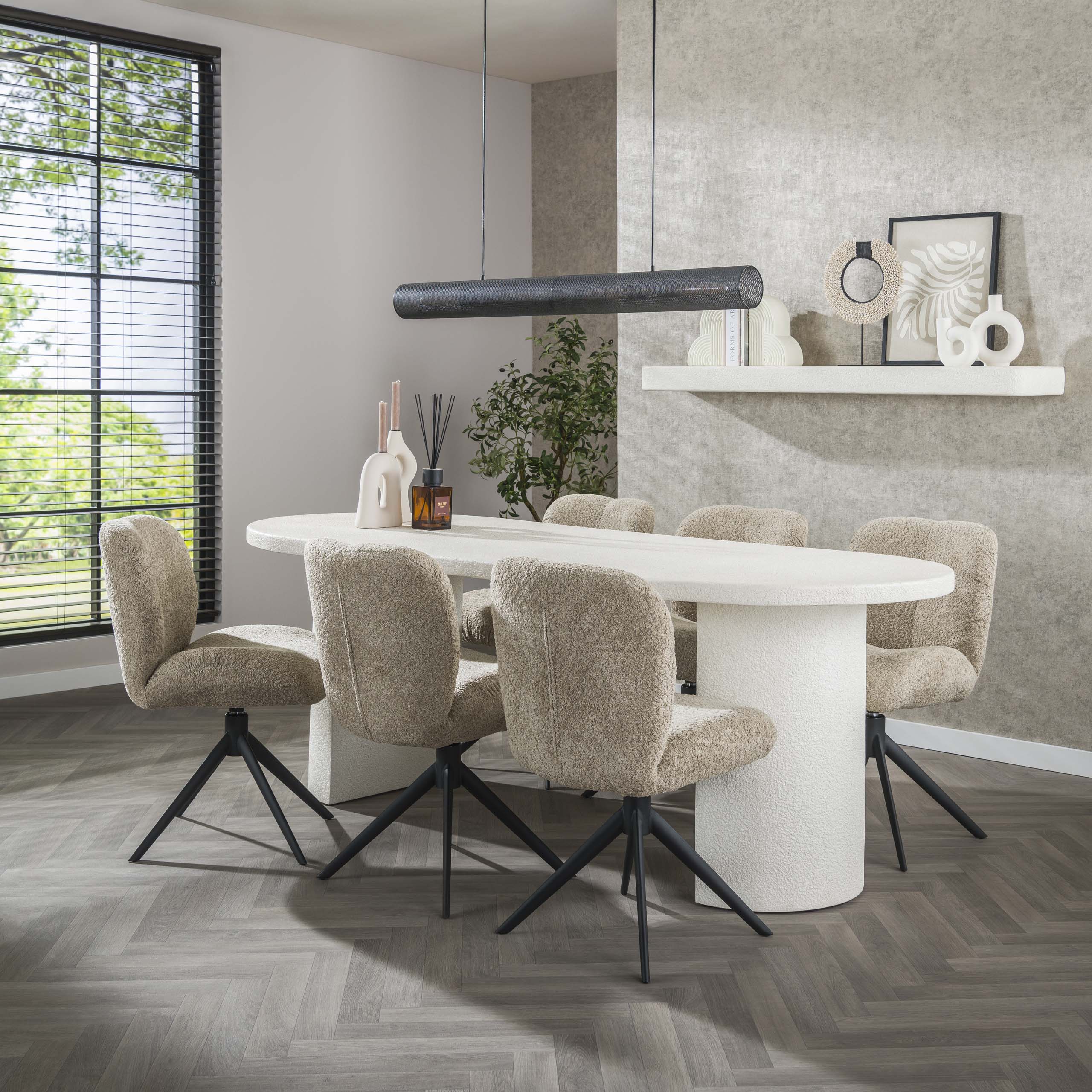 Eettafel Arch Stone plat ovaal 215cm / Marmer composiet – afbeelding 1