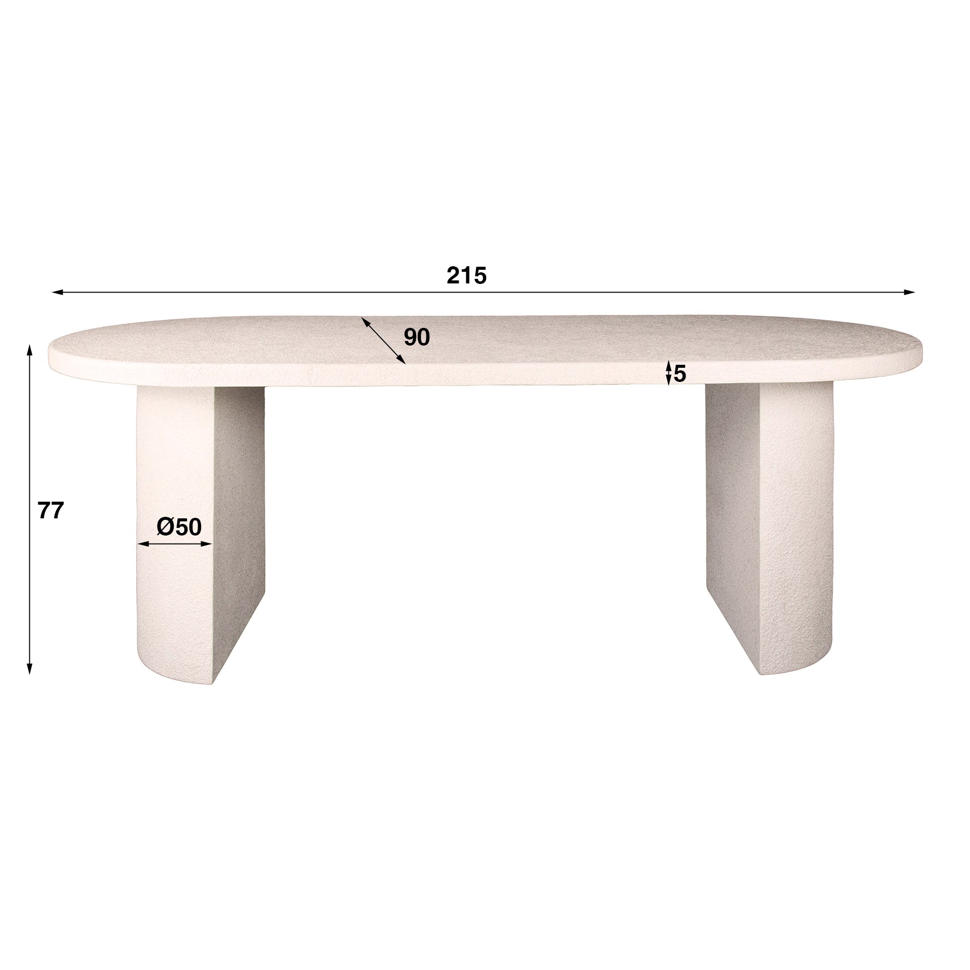 Eettafel Arch Stone plat ovaal 215cm / Marmer composiet – afbeelding 4