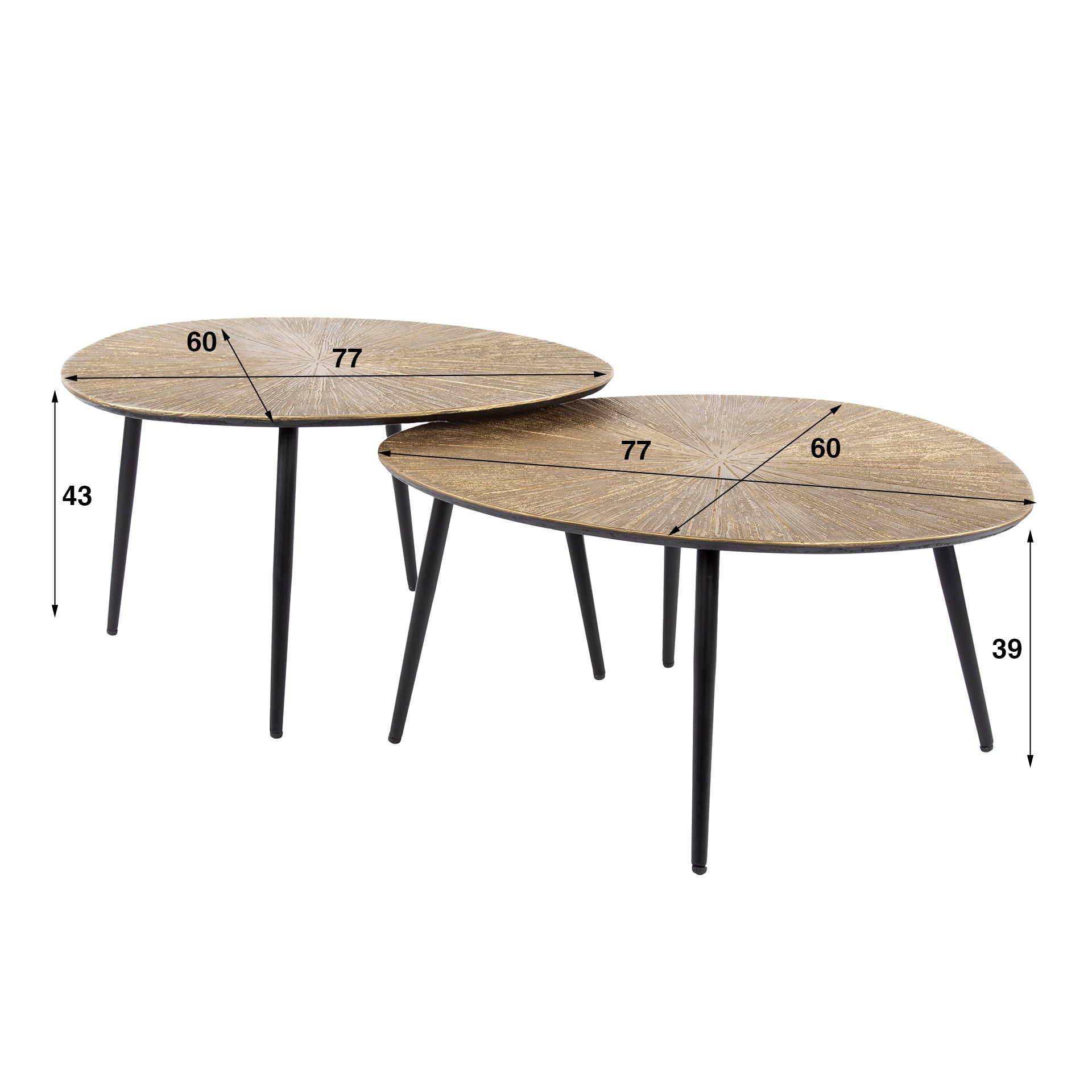 Salontafel Ray organisch set van 2 / Ray antiek goud – afbeelding 8