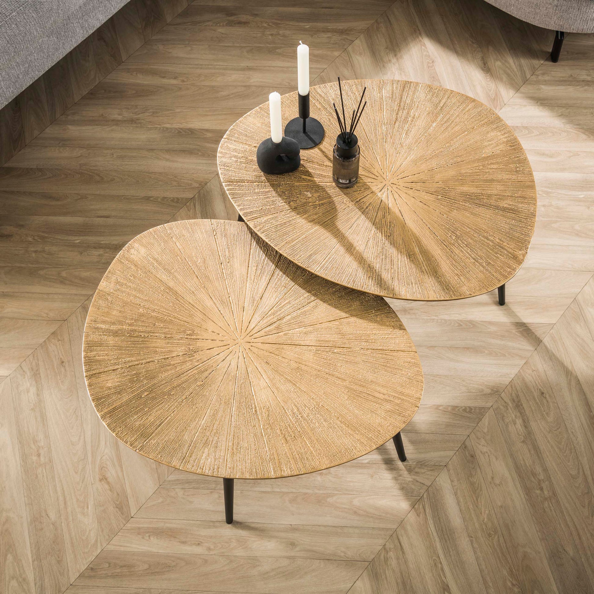 Salontafel Ray organisch set van 2 / Ray antiek goud – afbeelding 4