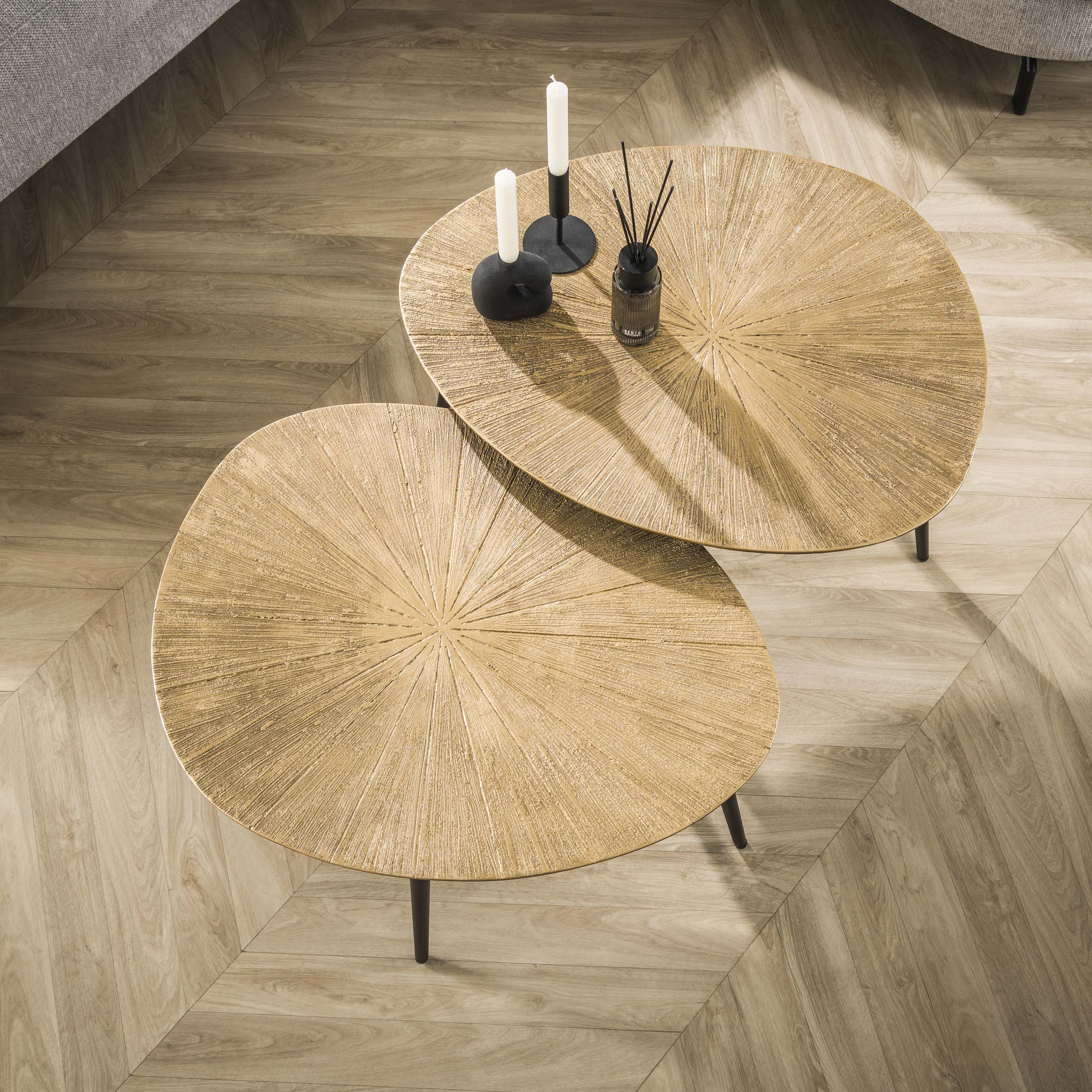 Salontafel Ray organisch set van 2 / Ray antiek goud – afbeelding 4