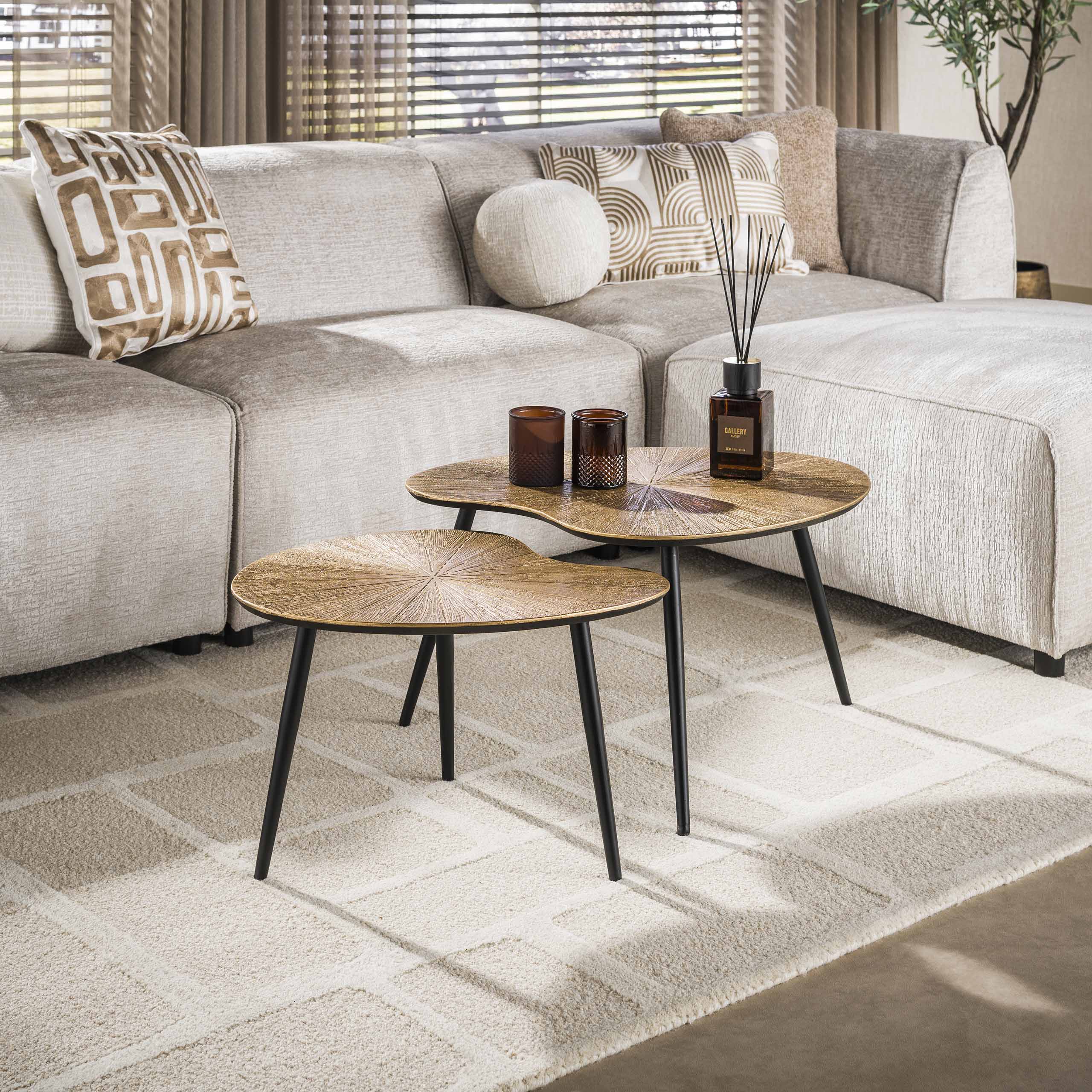 Salontafel Ray niervormig set van 2 / Ray antiek goud – afbeelding 1