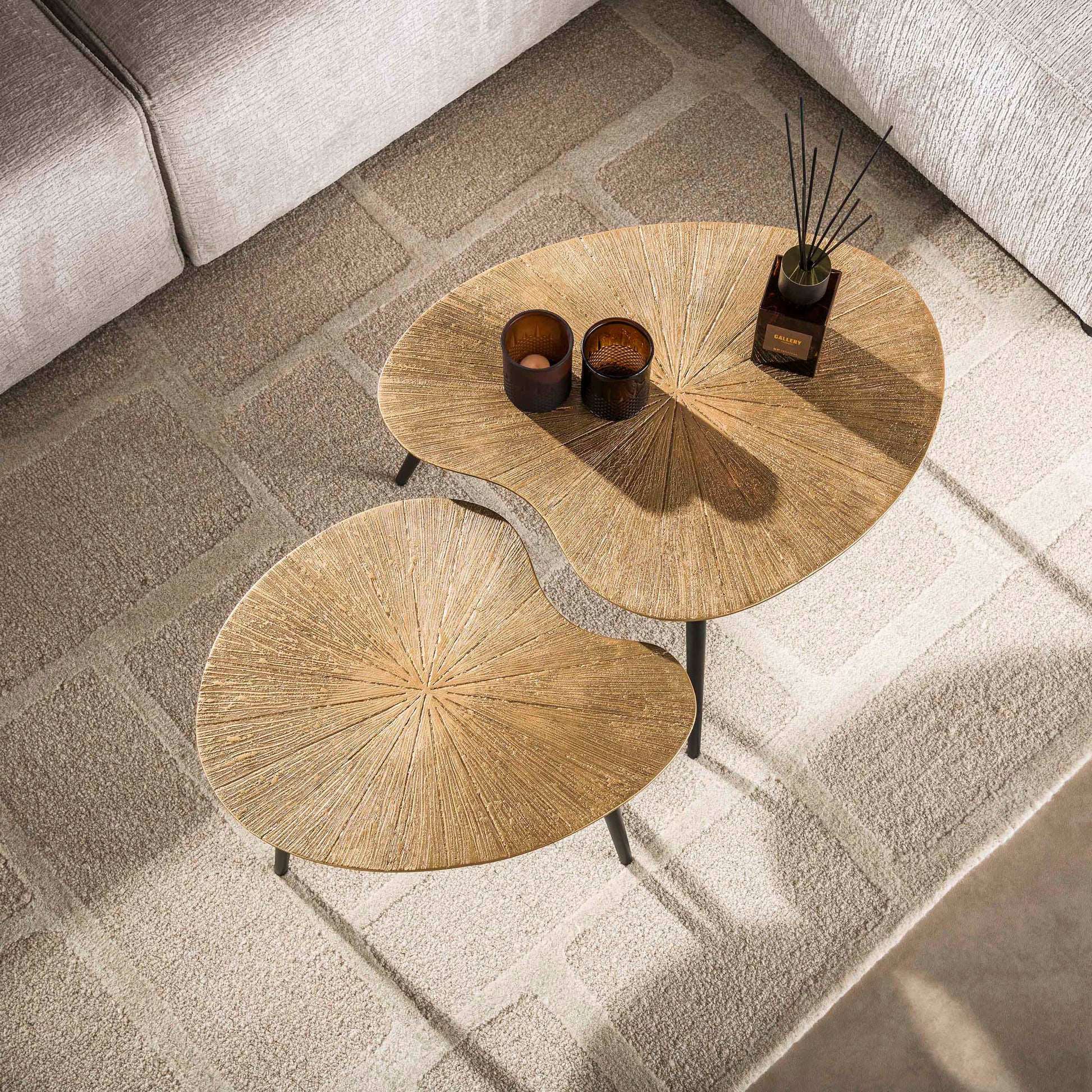 Salontafel Ray niervormig set van 2 / Ray antiek goud – afbeelding 2