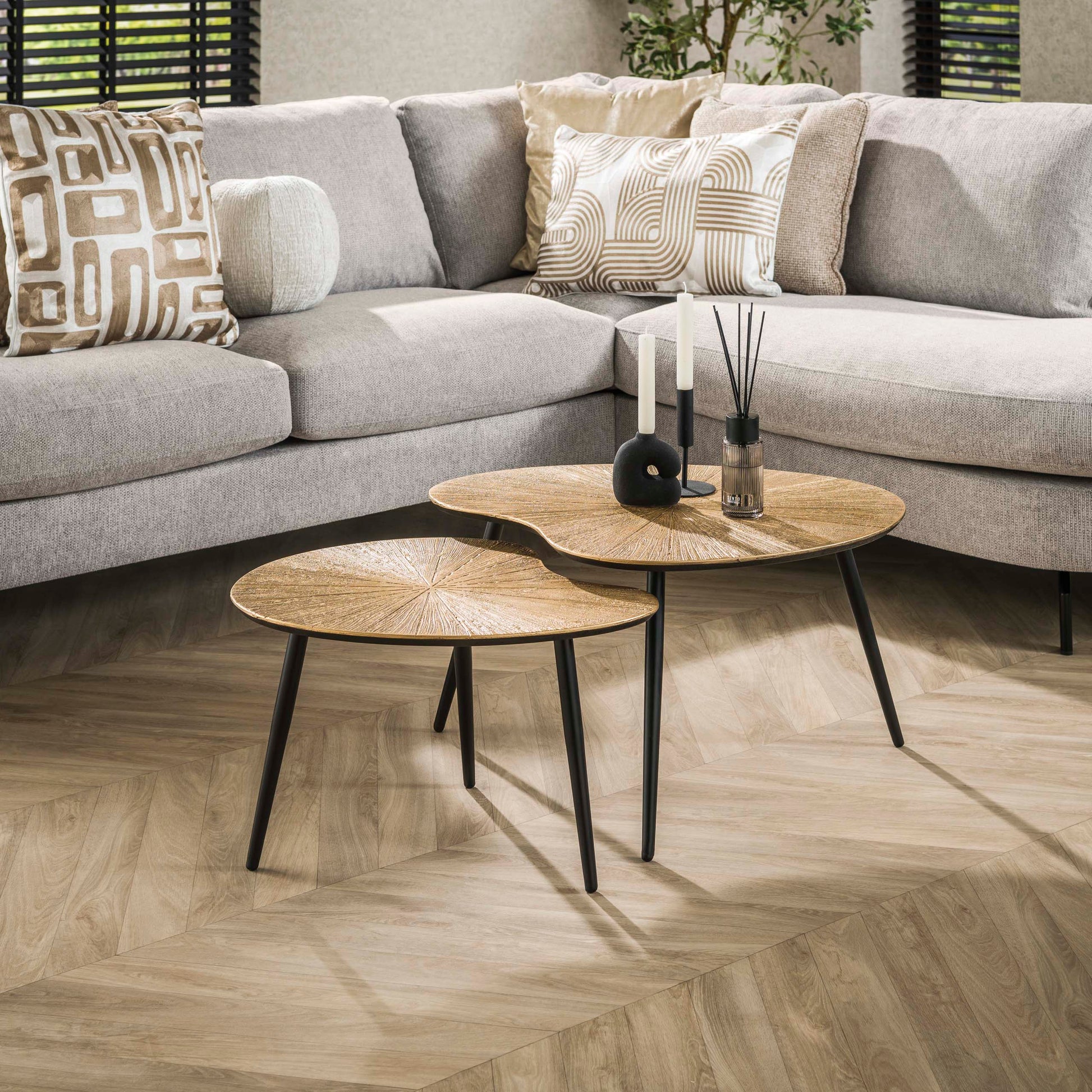 Salontafel Ray niervormig set van 2 / Ray antiek goud – afbeelding 3
