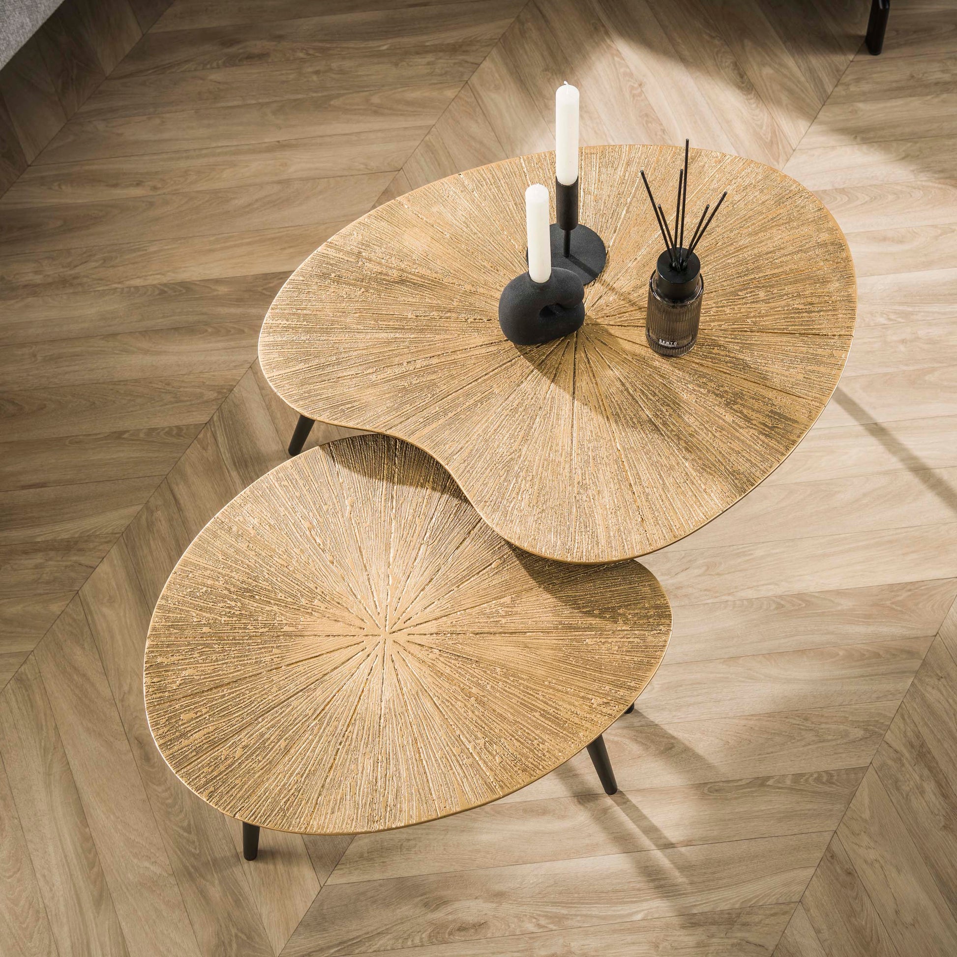 Salontafel Ray niervormig set van 2 / Ray antiek goud – afbeelding 4