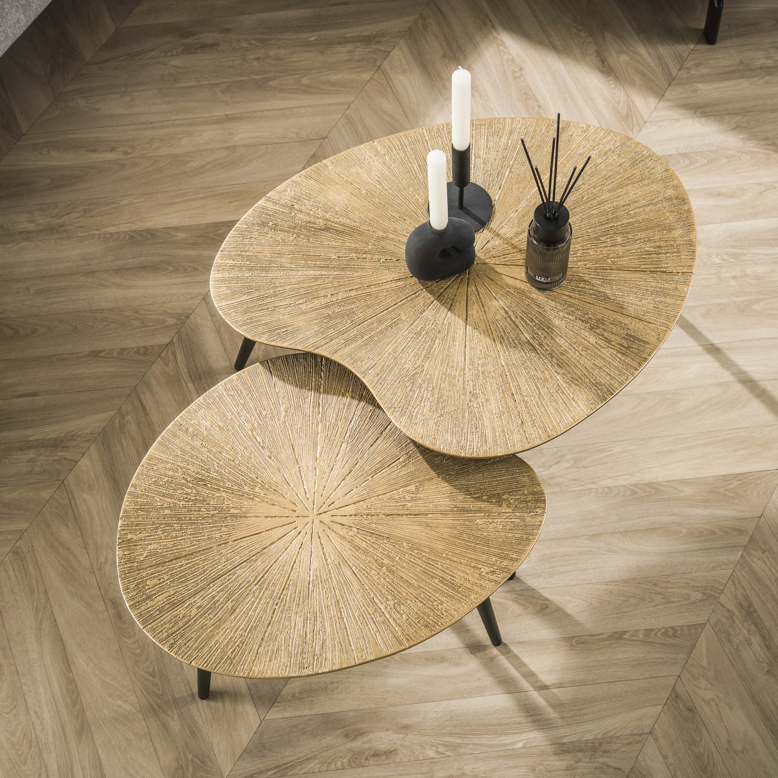 Salontafel Ray niervormig set van 2 / Ray antiek goud – afbeelding 4