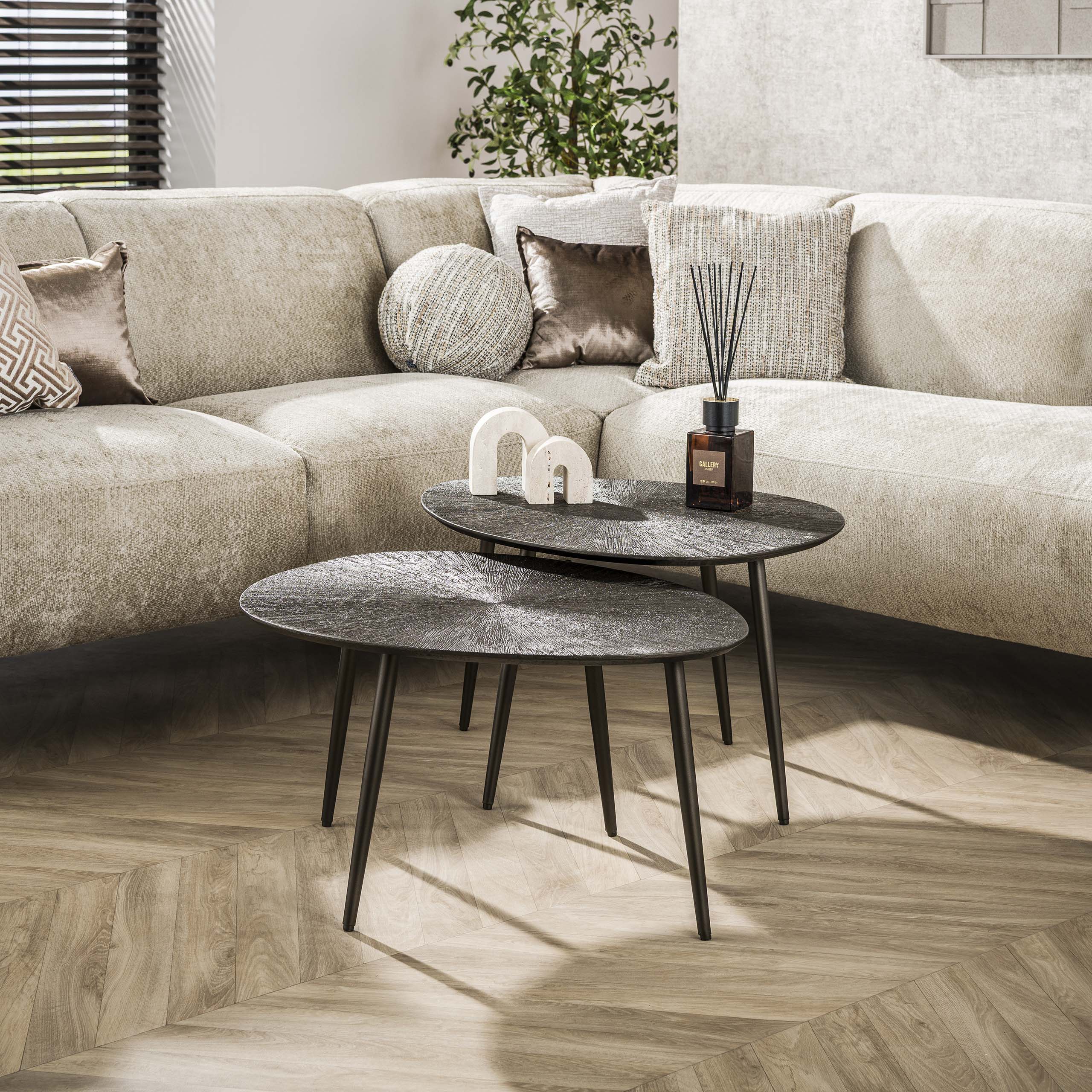 Salontafel Brown Ray leaf set van 2 / Donkerbruin brons – afbeelding 1