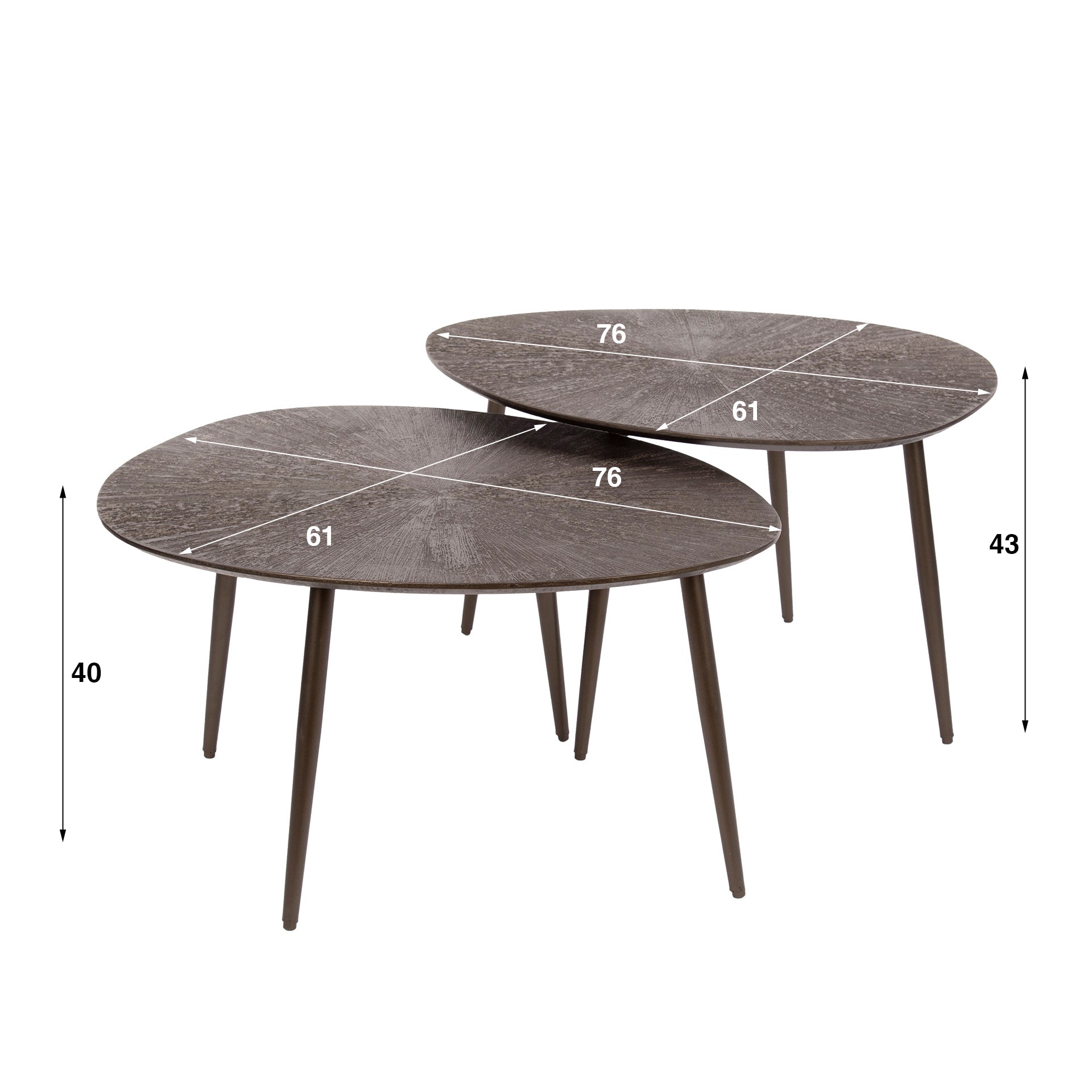 Salontafel Brown Ray leaf set van 2 / Donkerbruin brons – afbeelding 4