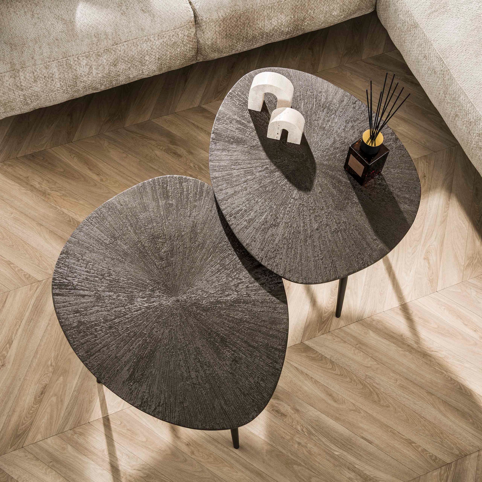 Salontafel Brown Ray leaf set van 2 / Donkerbruin brons – afbeelding 2