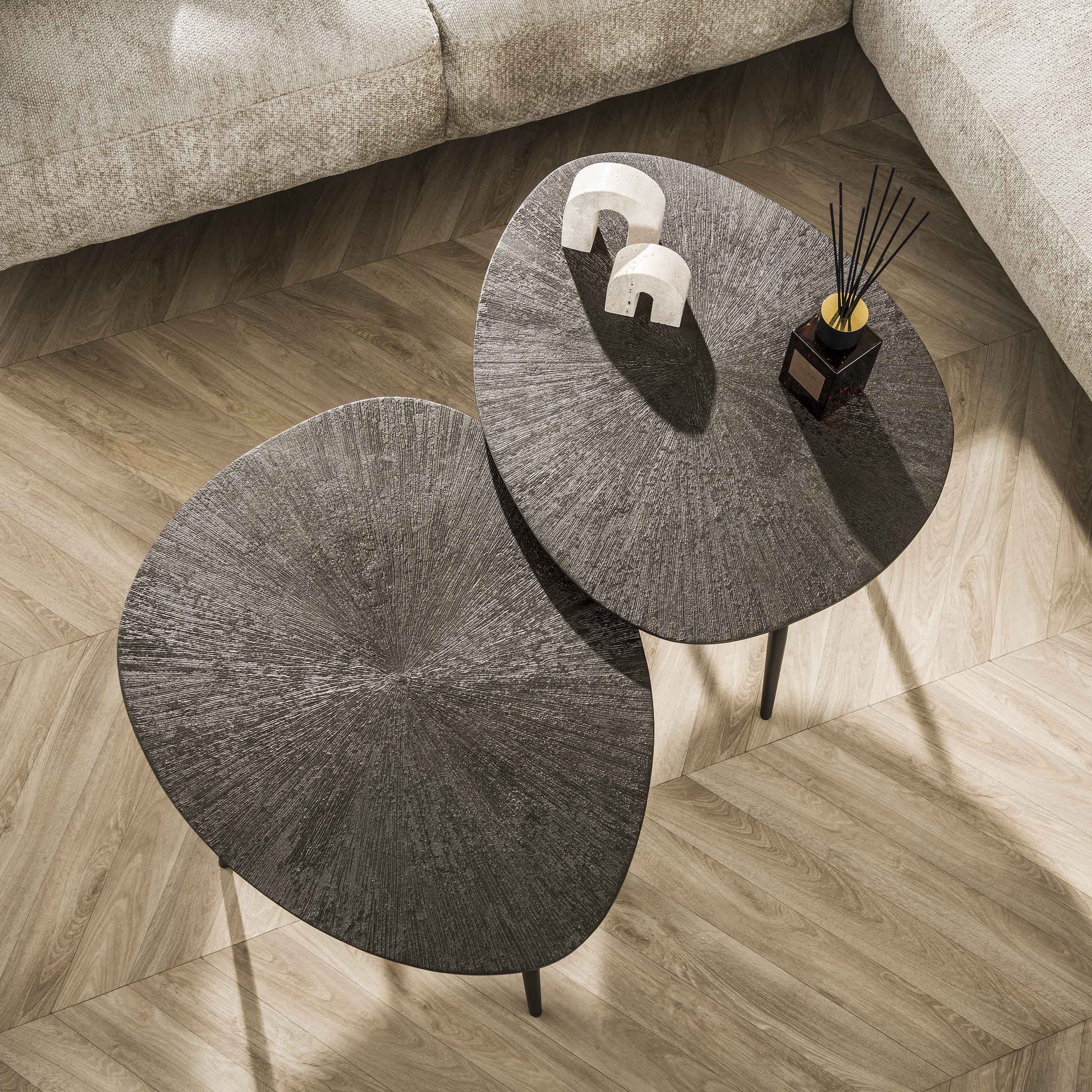 Salontafel Brown Ray leaf set van 2 / Donkerbruin brons – afbeelding 2